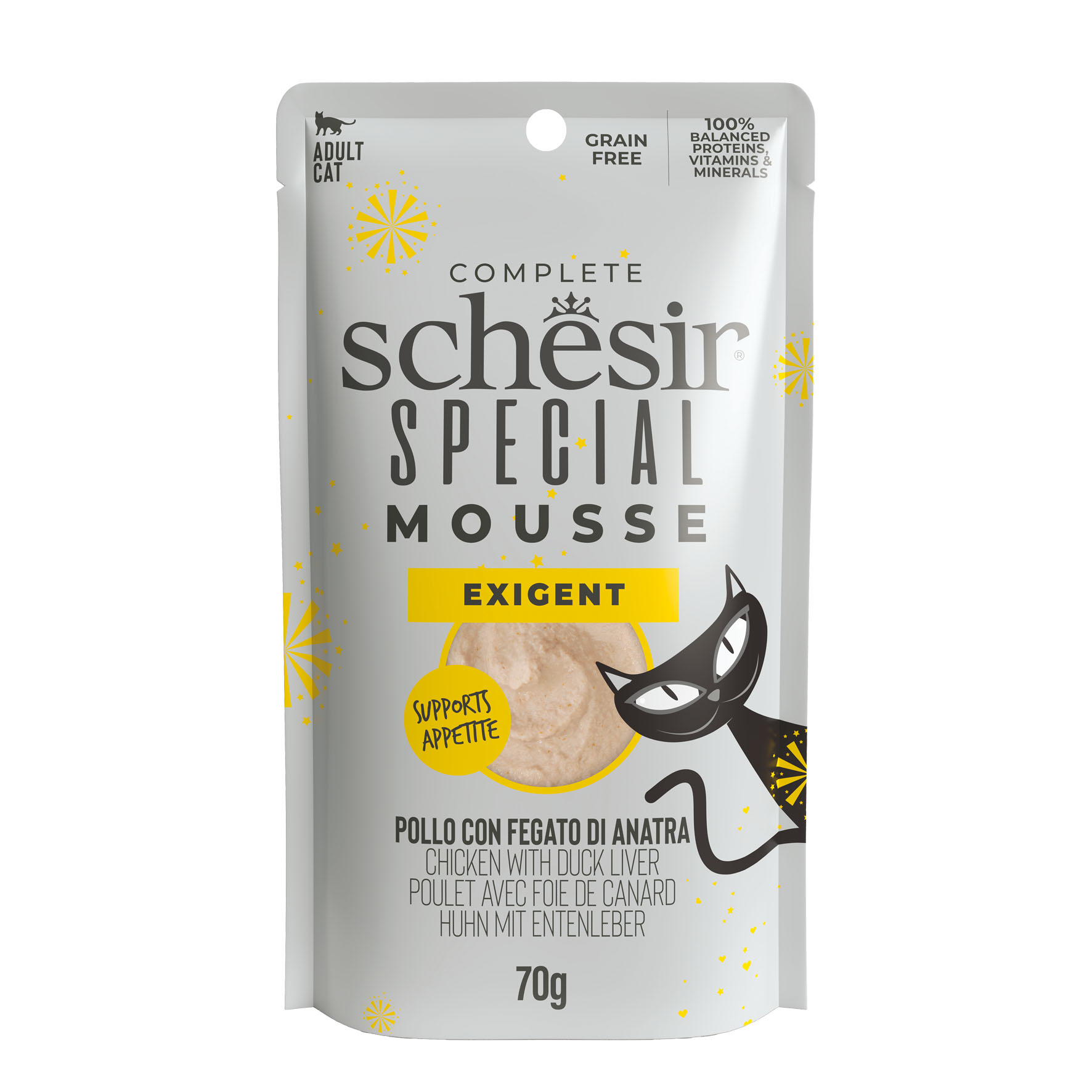Schesir Special Mousse Exigent poulet avec foie de canard, 70g