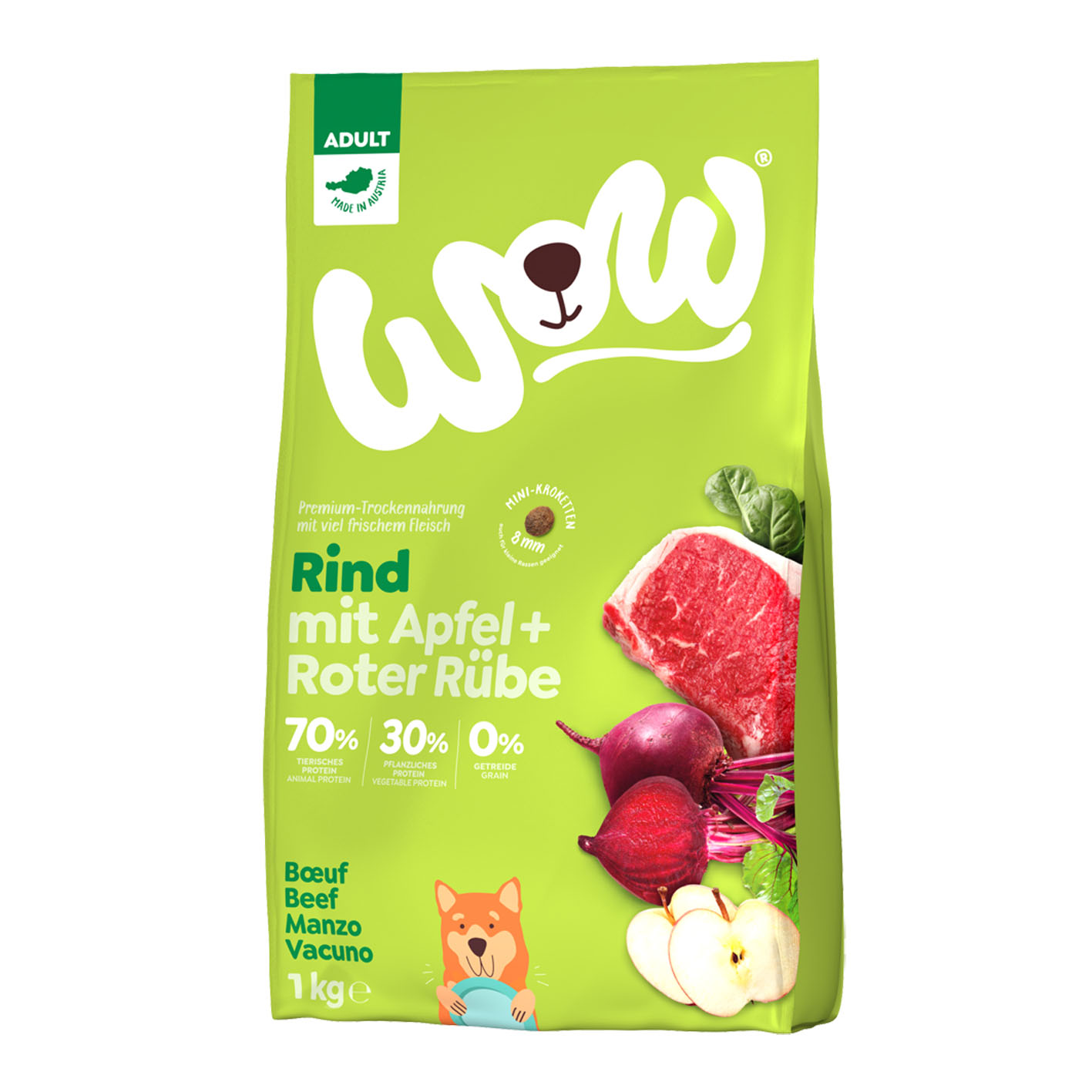 WOW Adult Mini Rind mit Spinat, 1kg