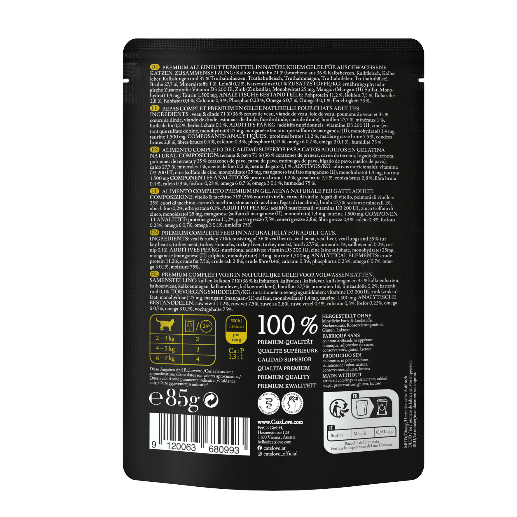 Cat‘s Love Adult Kalb & Truthahn, 85g