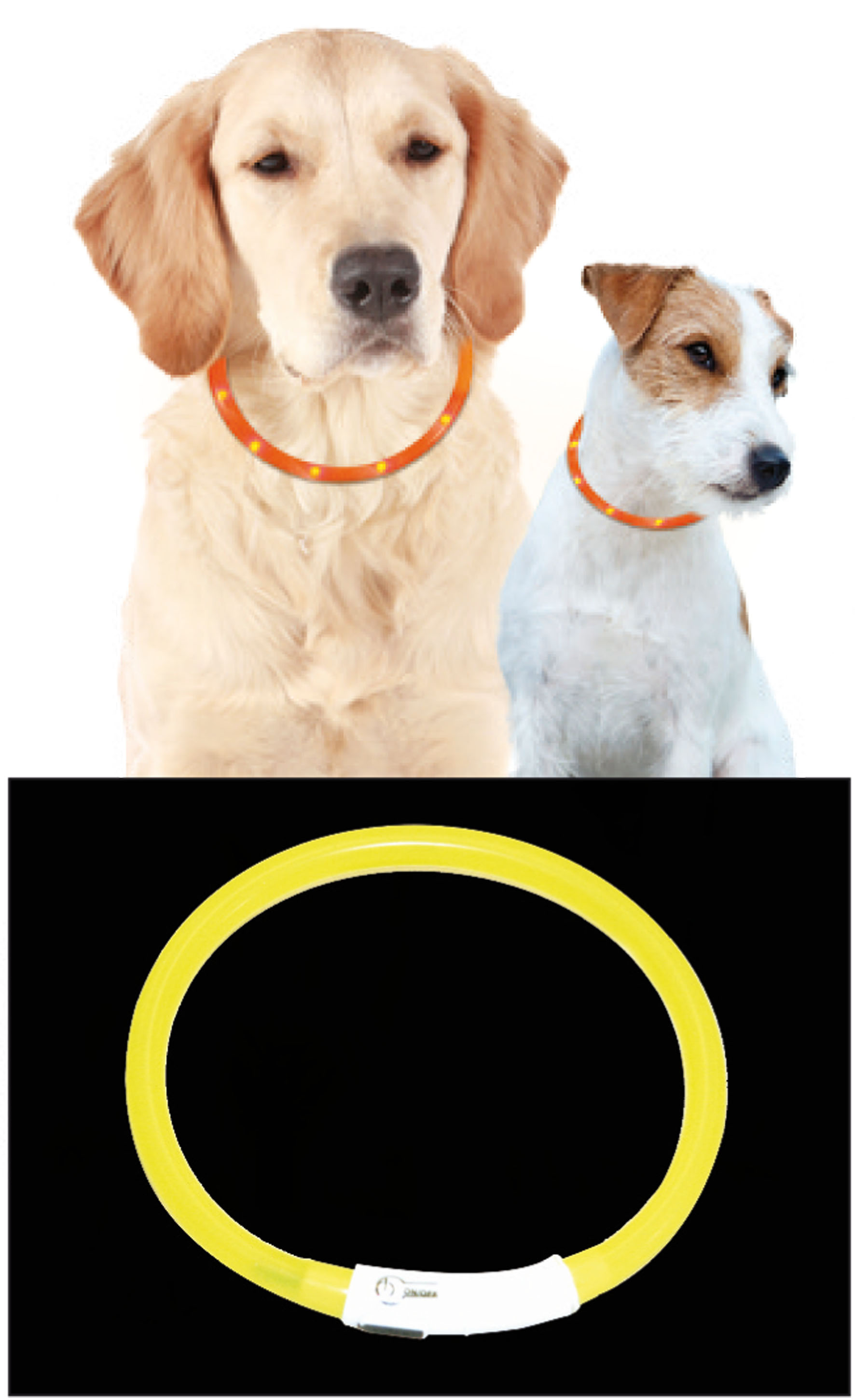 swisspet Leuchthalsband Reflex mit USB, gelb