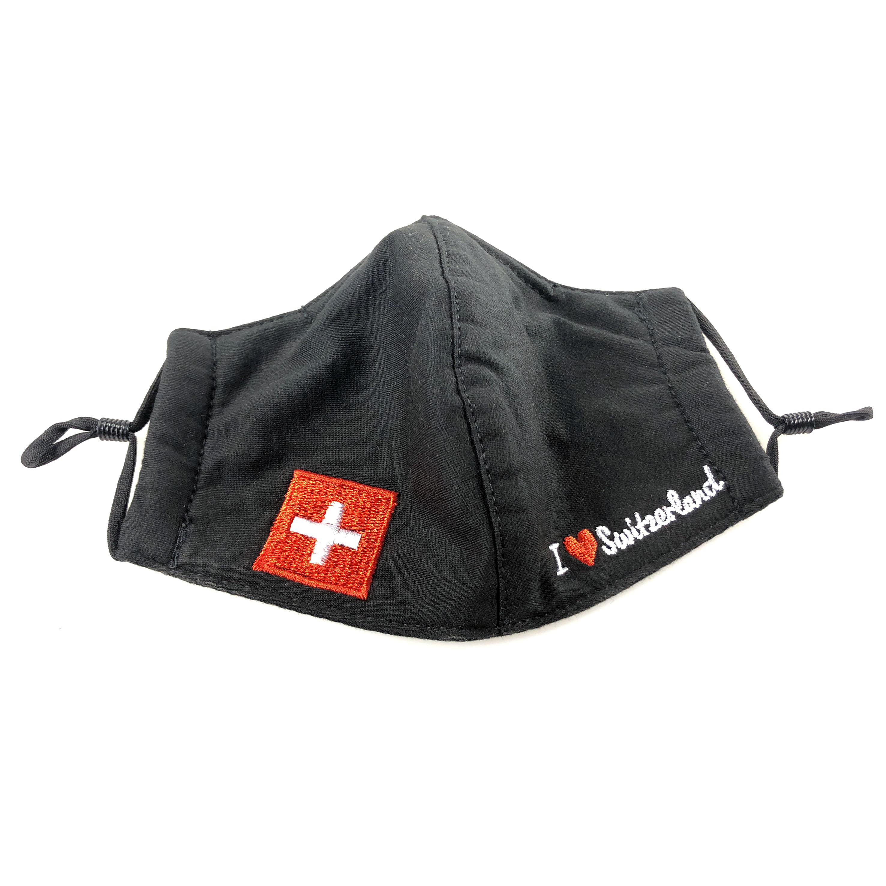 Schutzmaske I Love Switzerland schwarz S