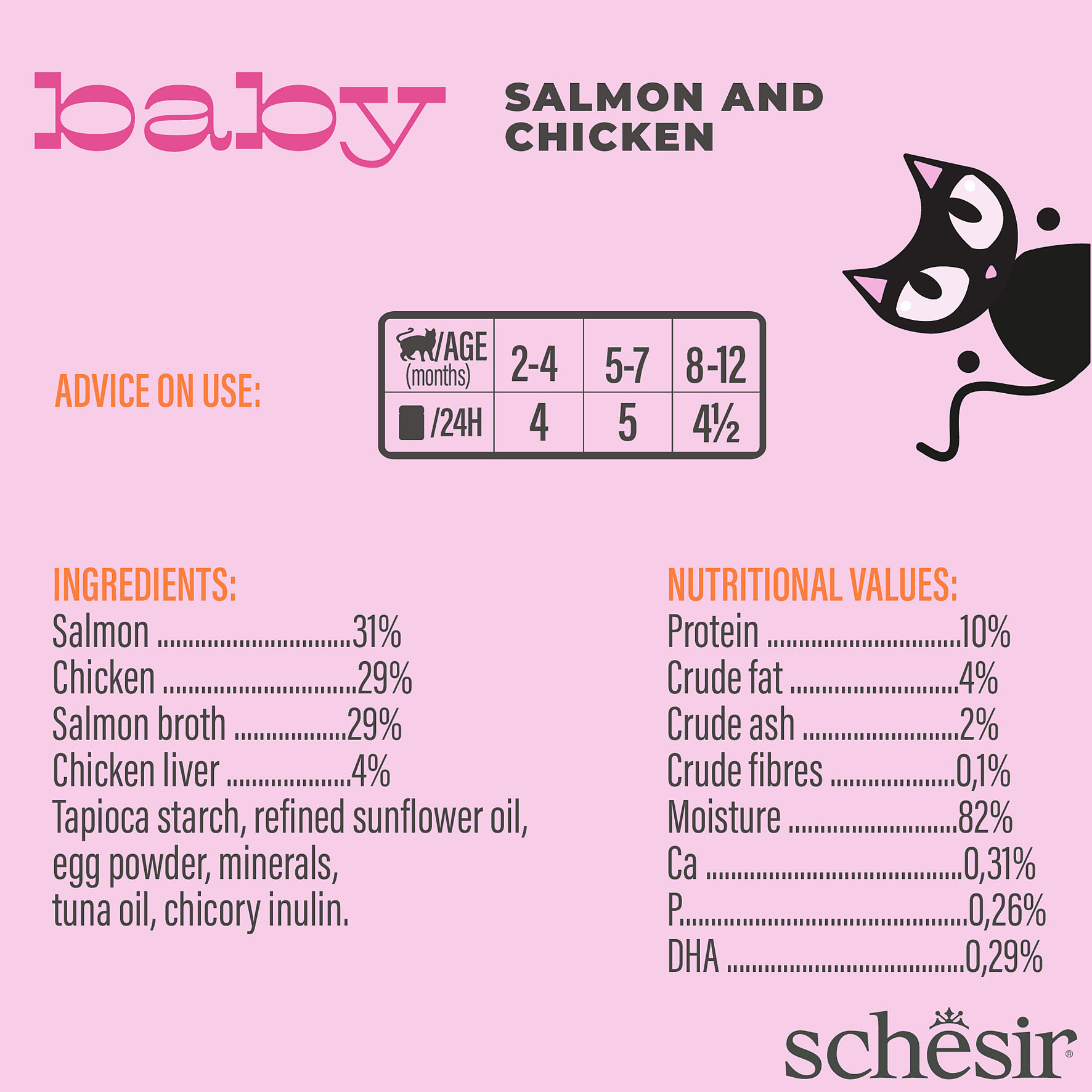 Schesir Baby Mousse Salmone e Pollo, 12x70g