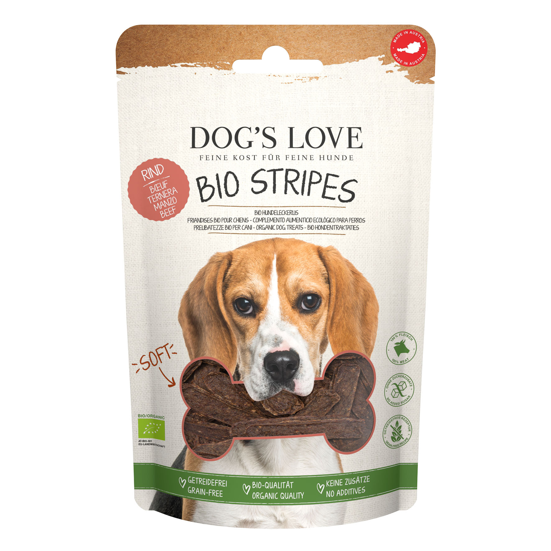 Dog's Love Stripes 100% Bio Soft-Snack mit Rind