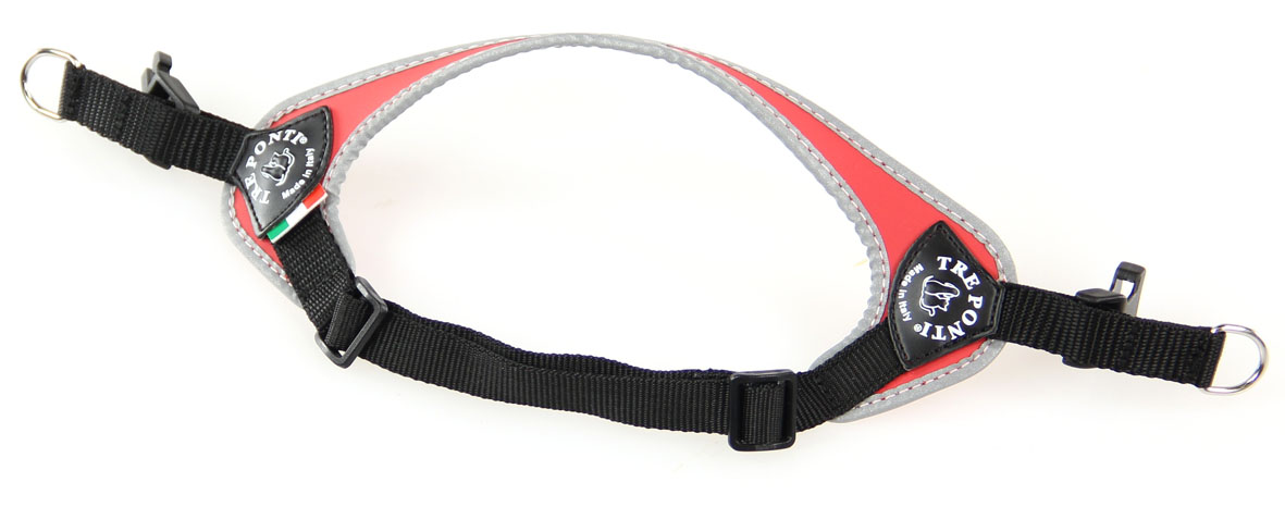 Tre Ponti harnais chien réglable, rouge M=35-49cm ; 4-5kg