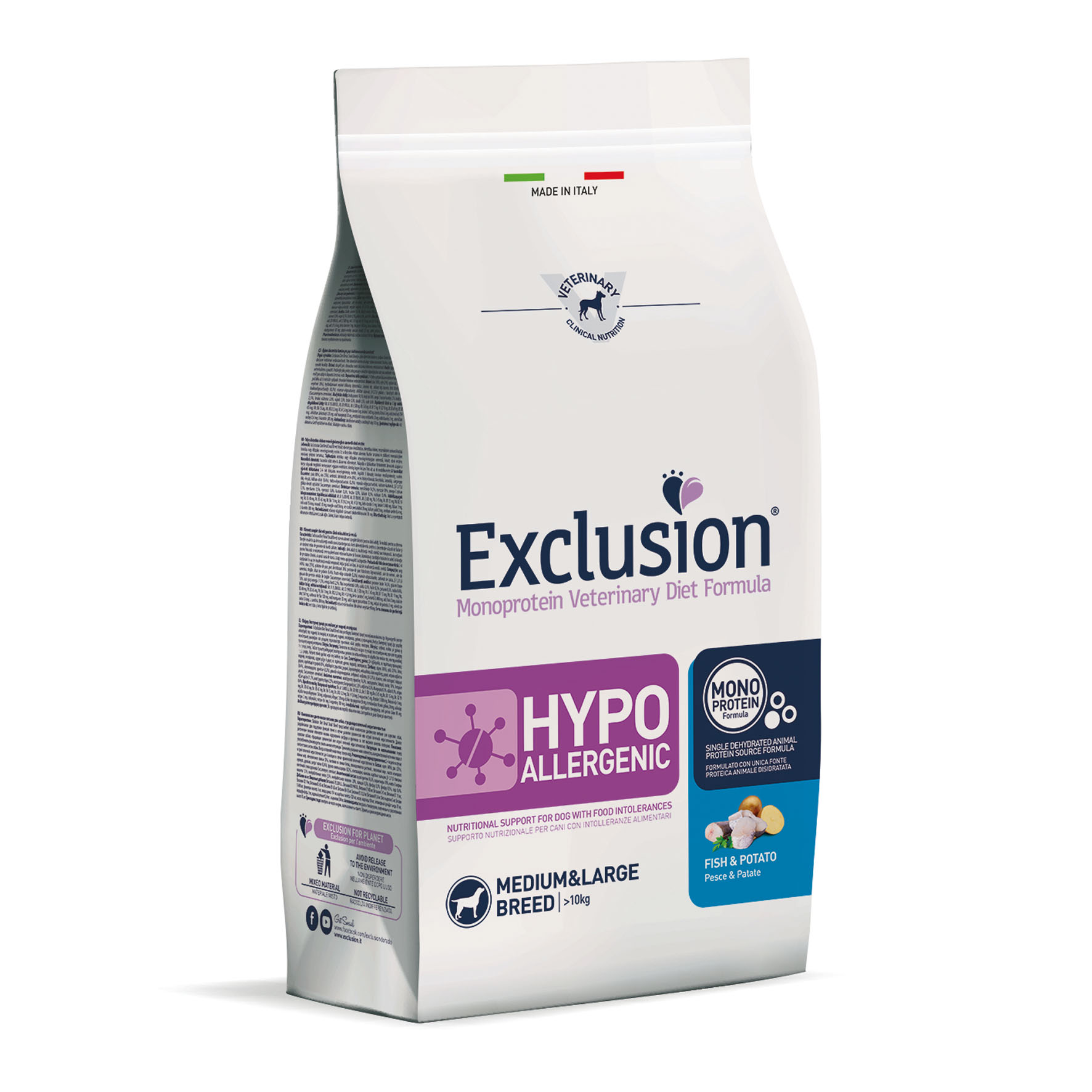 Exclusion Vet Hypoallergenic Adult Medium & Large Fish, 12kg
