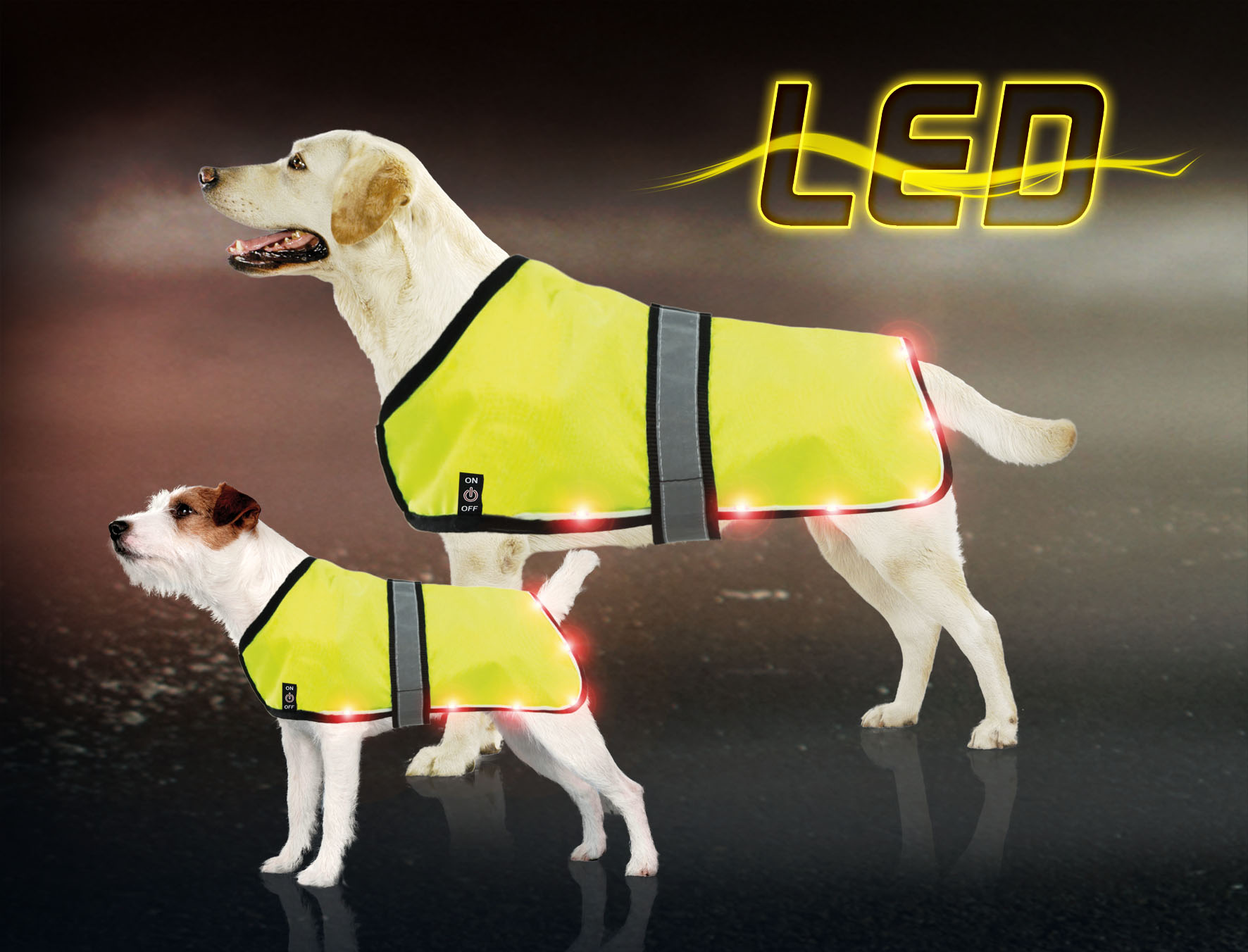 swisspet Dog Light Coat giallo con LED rosso