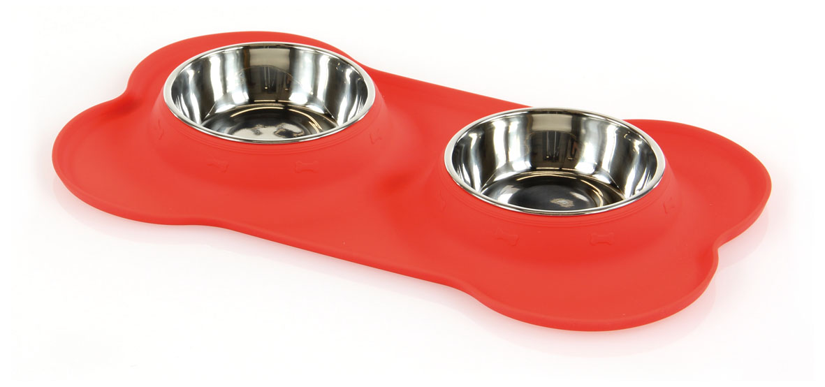 swisspet écuelles dans un bac en silicone, double, S, 2x160ml