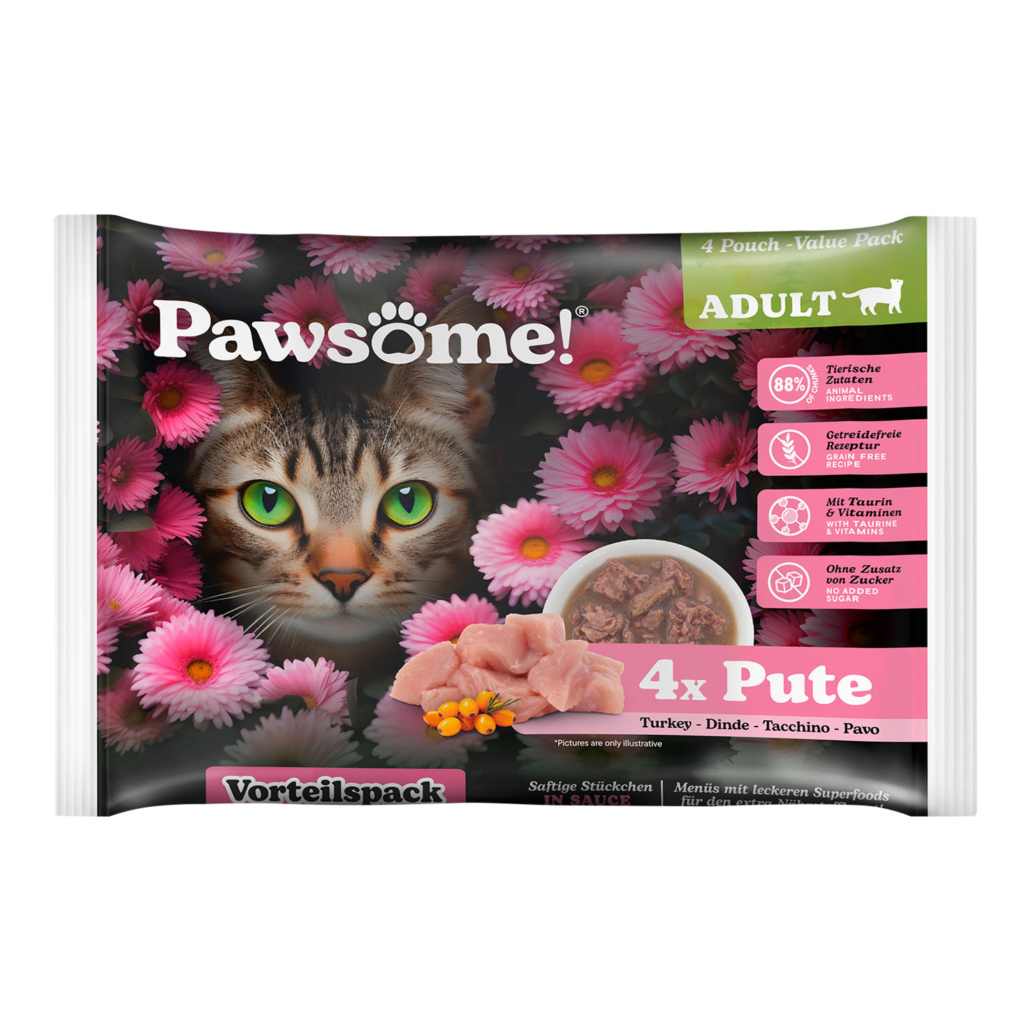 Pawsome Adult dinde 4x85g