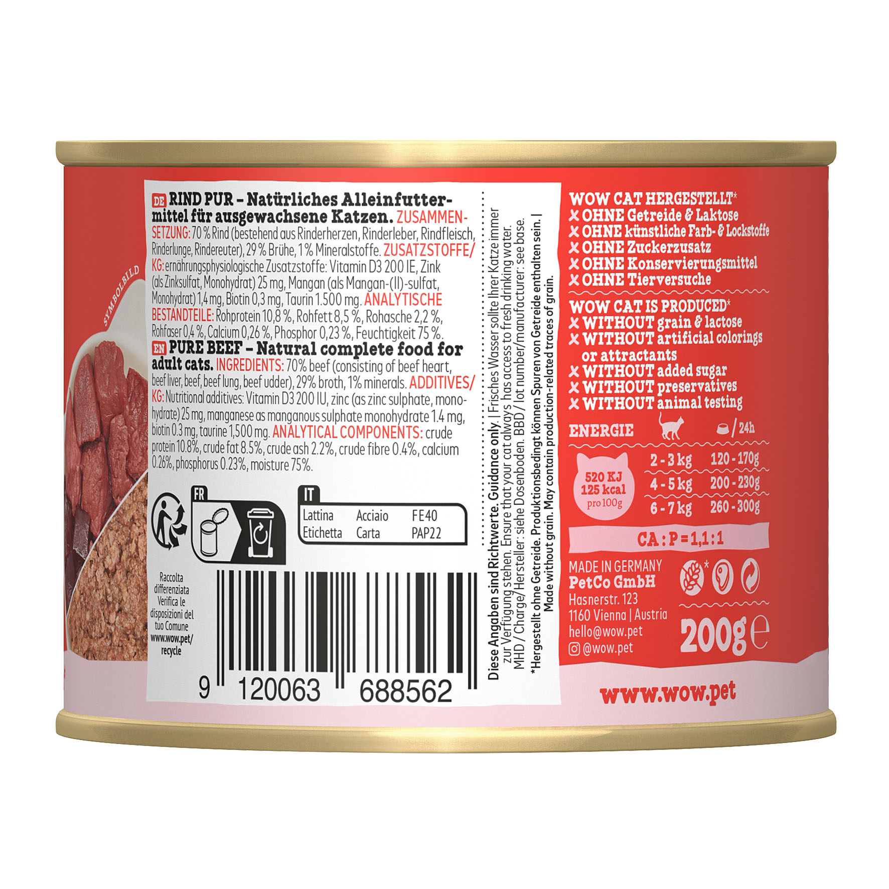 WOW Adult Rind pur, 200g