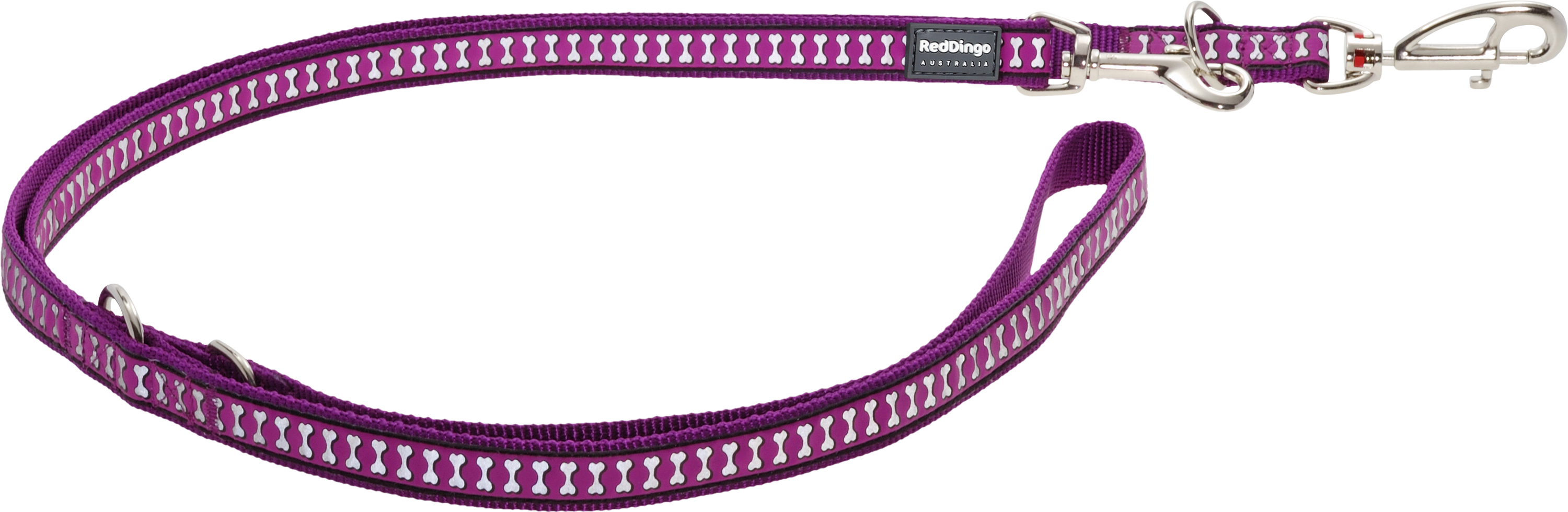 RedDingo laisse guide Reflective Bones Purple, L:25mm/200cm