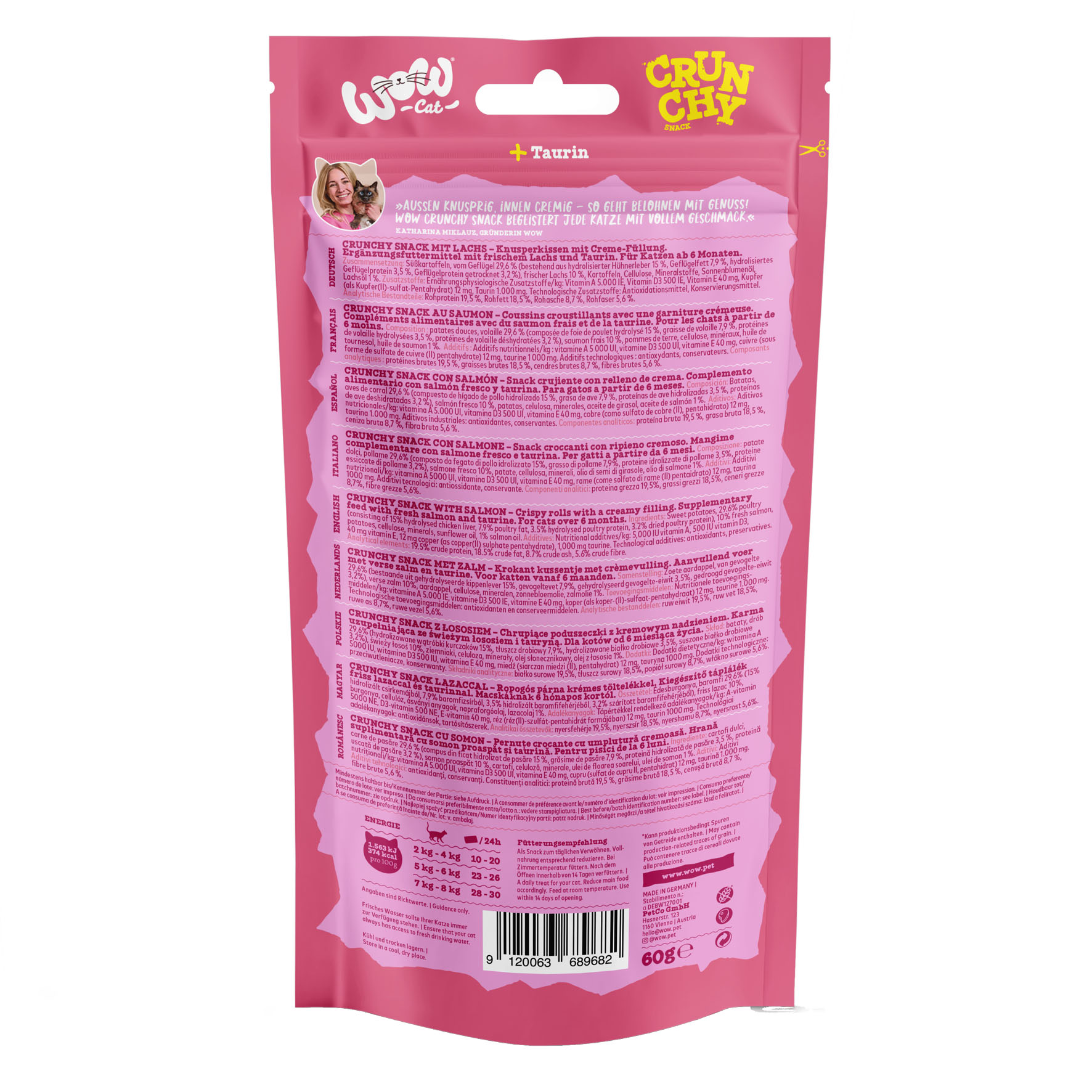 WOW CAT Crunchies mit Lachs, 125g