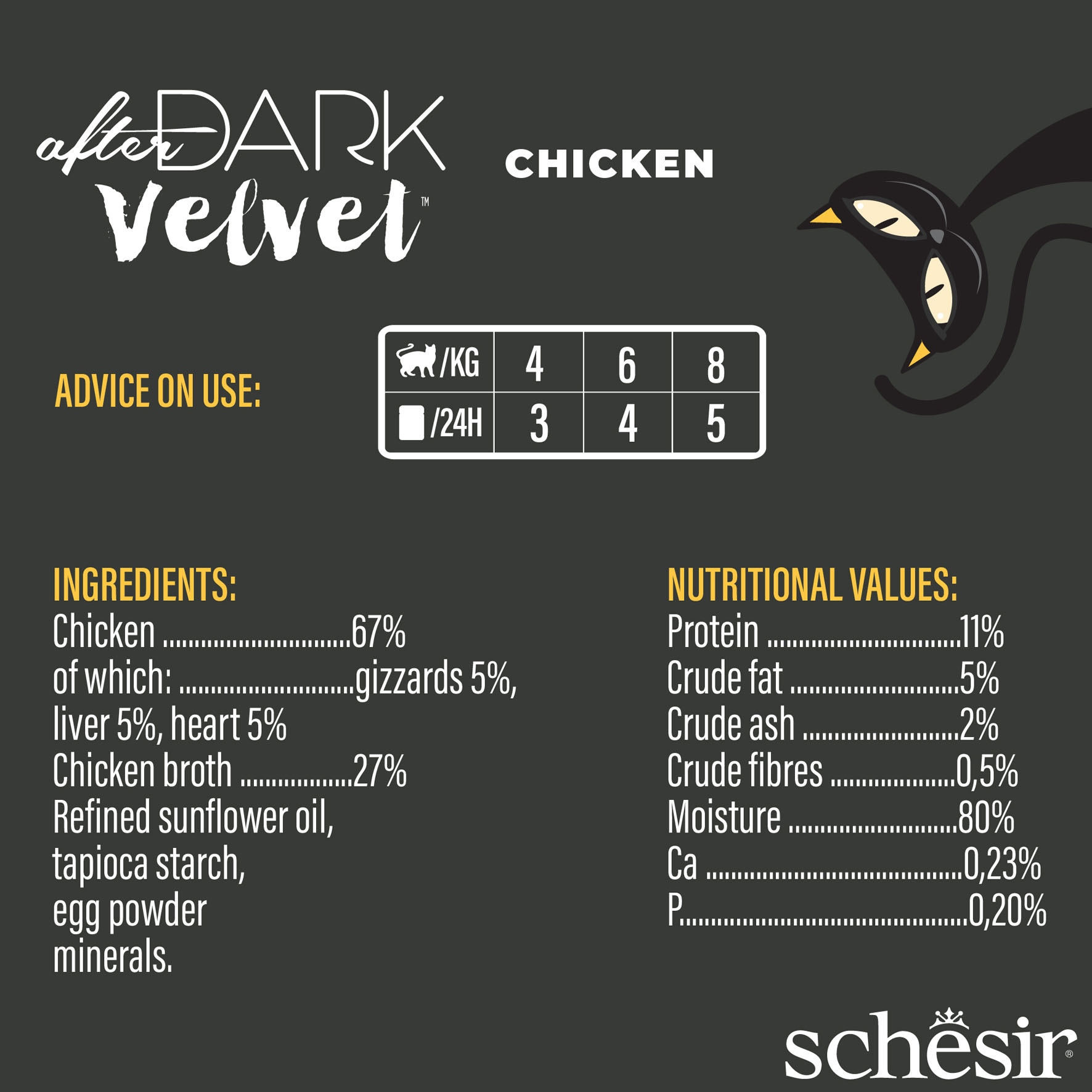 Schesir After Dark Velvet Huhn, 12x80g