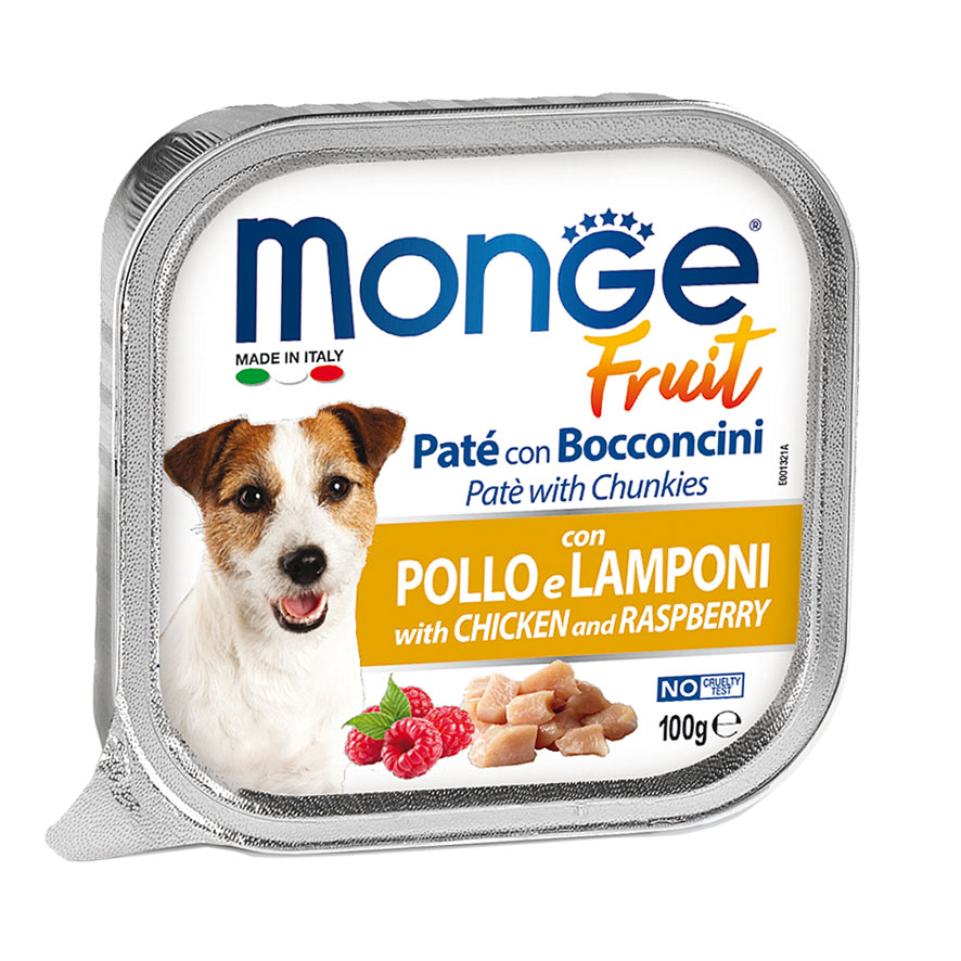 Monge Dog Fruit Paté poulet avec framboises, 100g