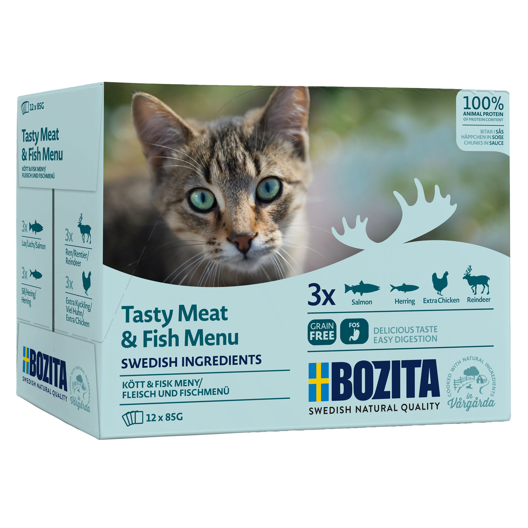 Bozita Pouch Bouchées en sauce viande & poisson, 12x85g