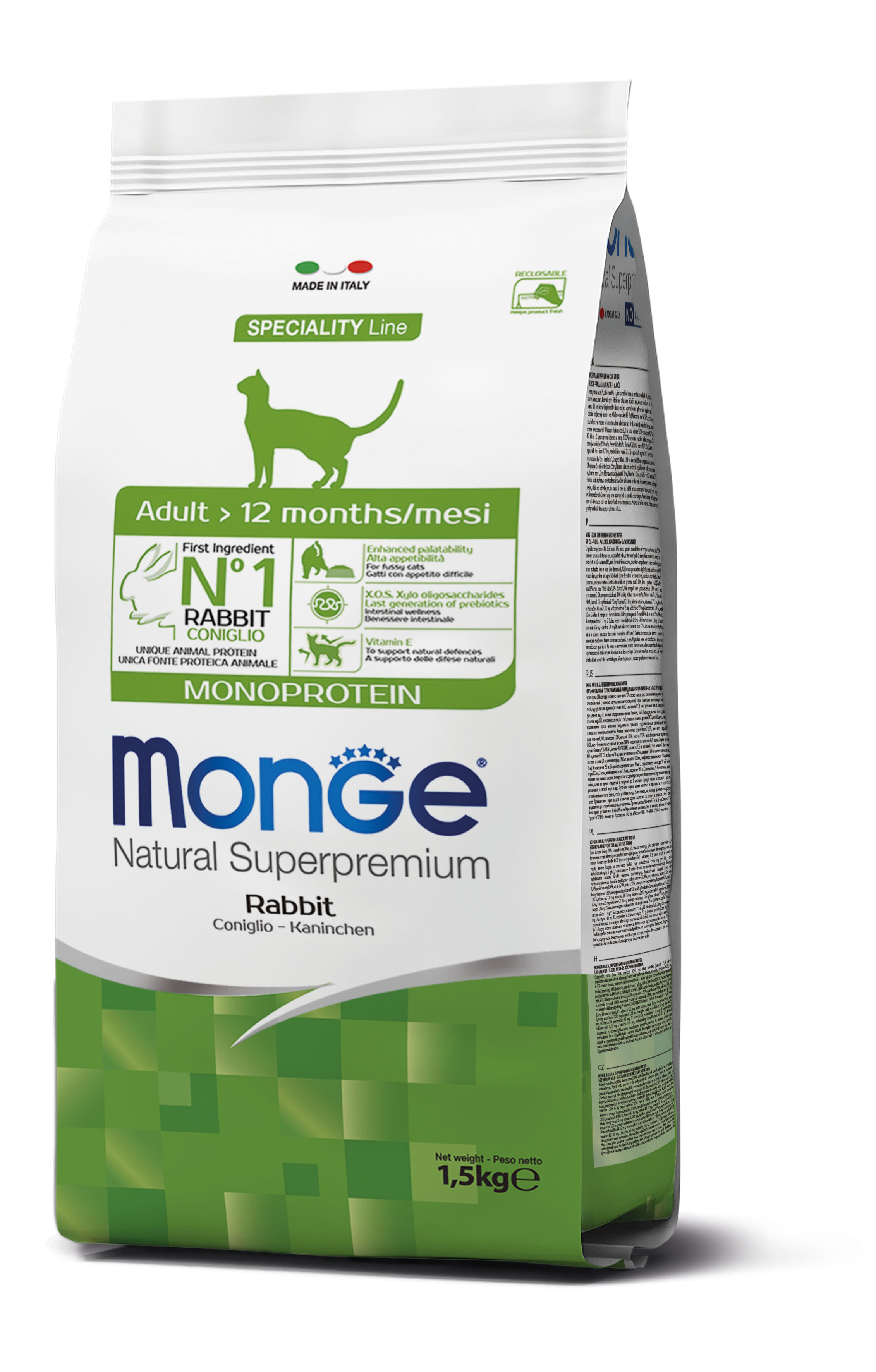Monge chat monoprotéine adulte lapin  1,5kg