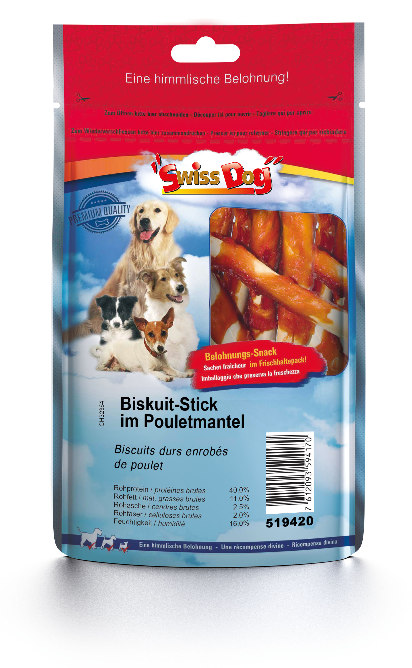 SwissDog sticks biscuits enrobés de poulet