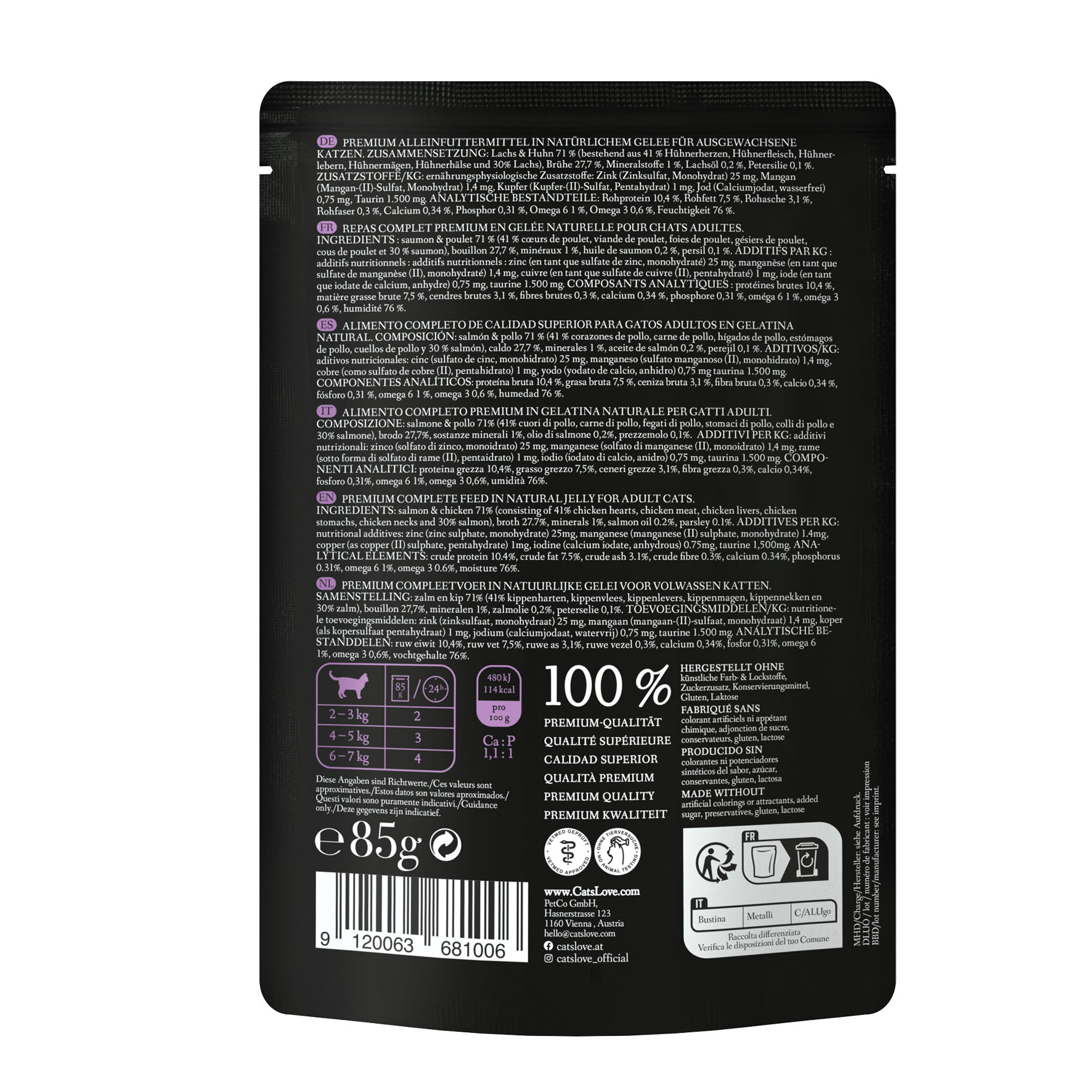 Cat‘s Love Adult Lachs & Huhn, 85g