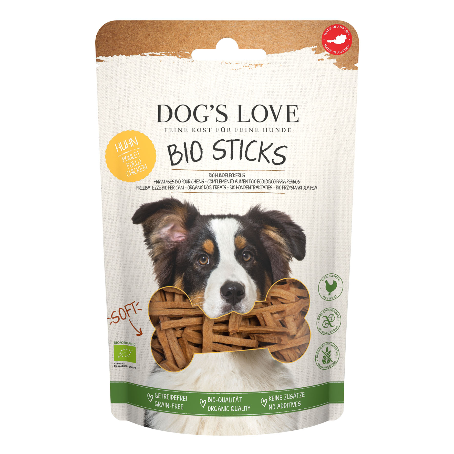 Dog's Love Sticks 100% Bio Soft Snack mit Huhn
