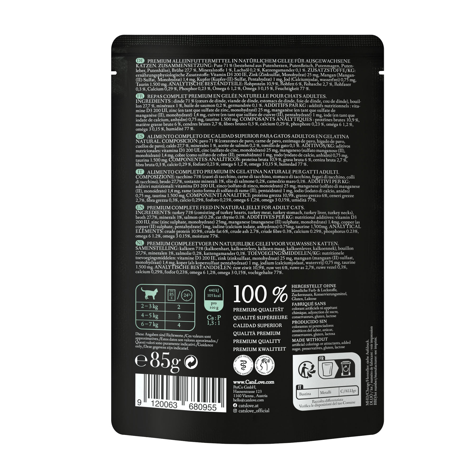 Foodwaste-Cat‘s Love Adult Truthahn pur, 85g