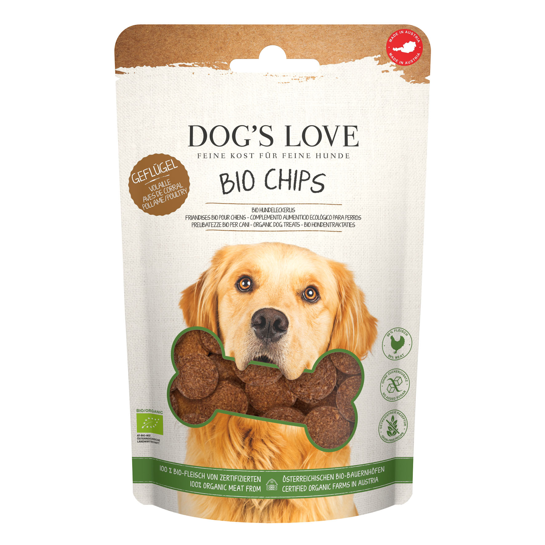 Dog's Love Chips 100% Bio mit Geflügel