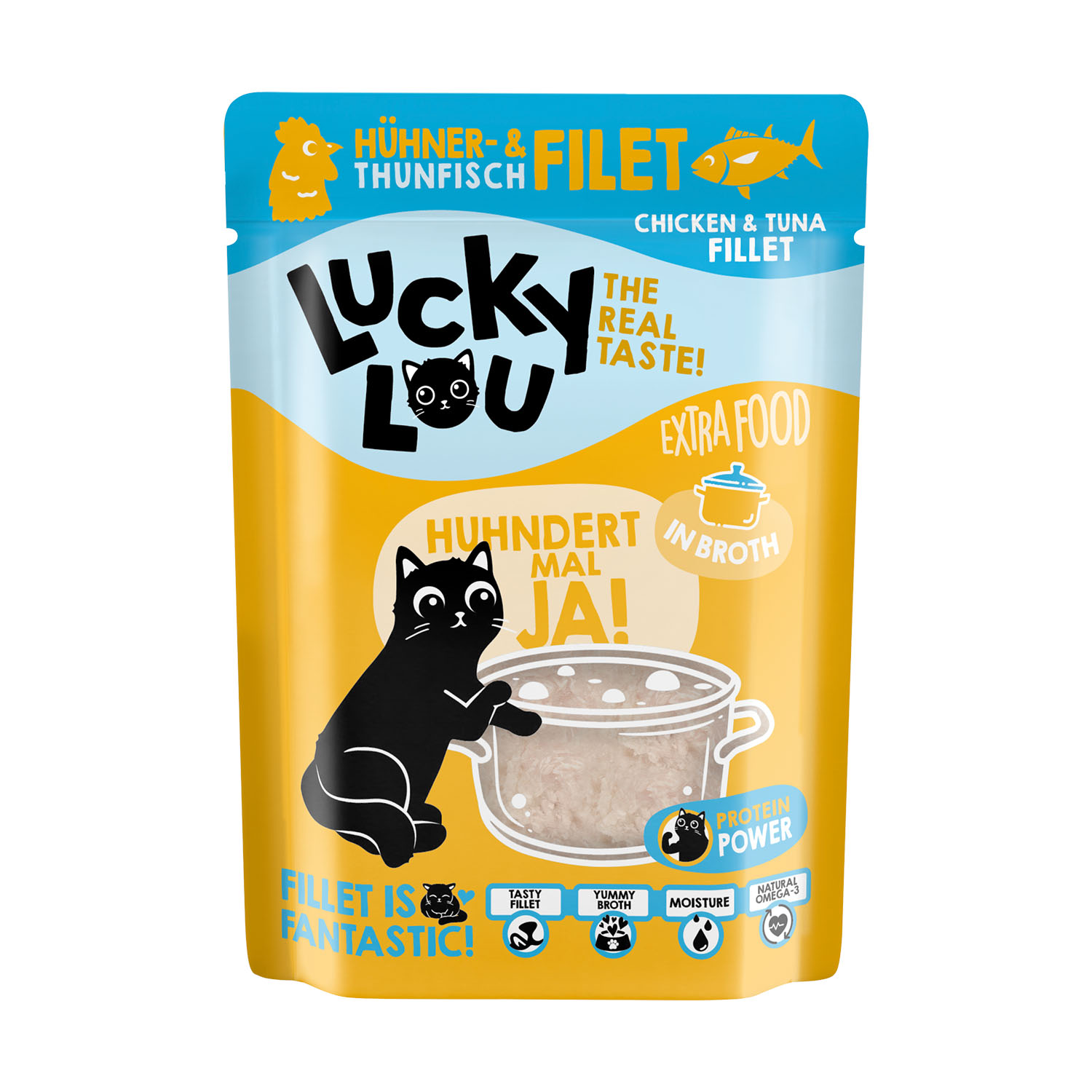 Lucky Lou Hühner-&Thunfischfilet in Brühe 70g