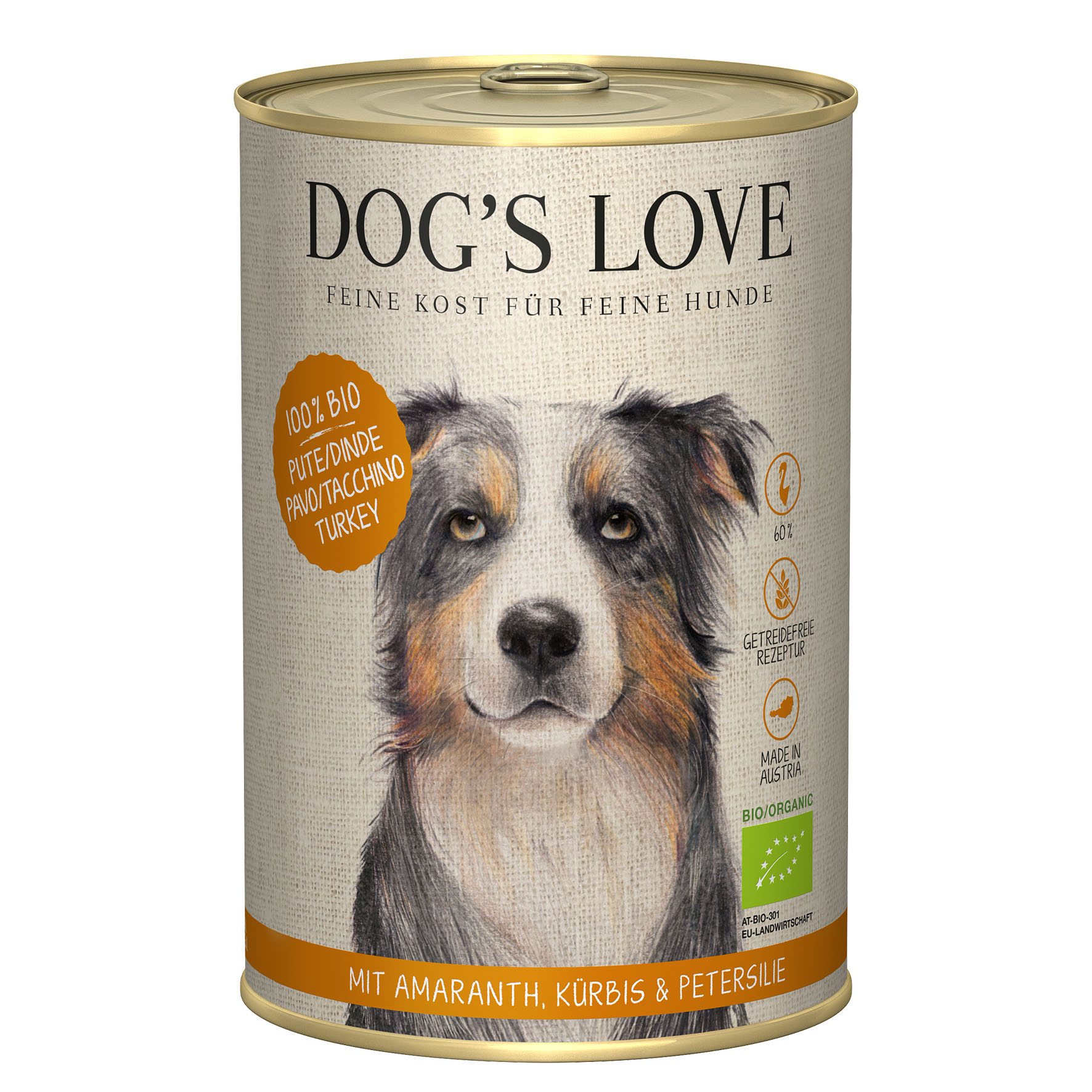 Dog‘s Love BIO dinde, amarante, citrouille & petersil, 400g