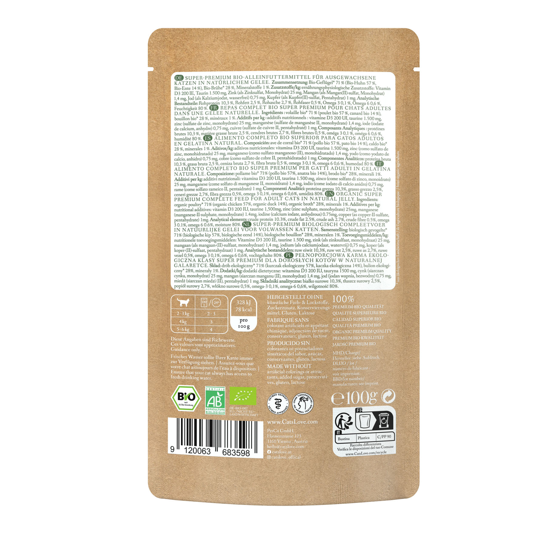 CAT'S LOVE ADULT BIO Ente, 100g