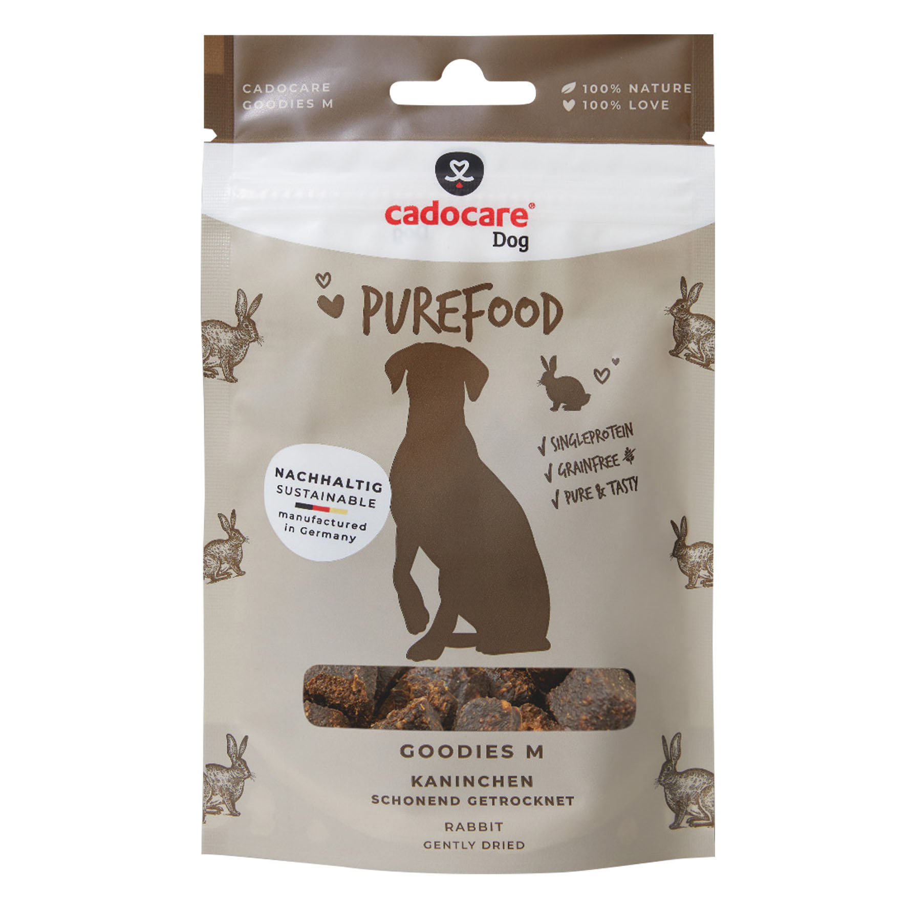Cadocare Hundesnacks - PureFood Goodies M - Kaninchen, 80g