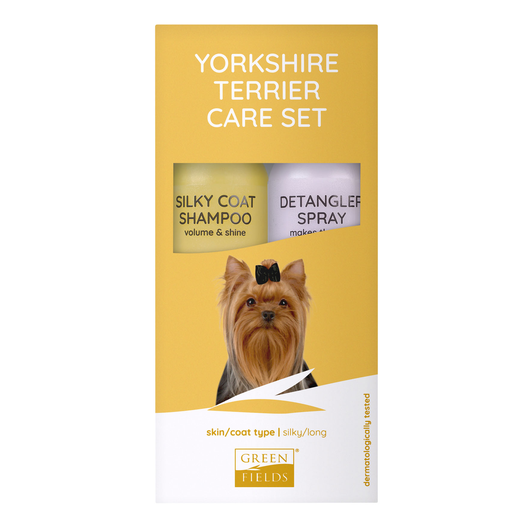 Greenfields Yorkshire Terrier Care Set: Greenfields  Silky Coat Shampoo + Greenfields Detangler Spray, 2x270ml