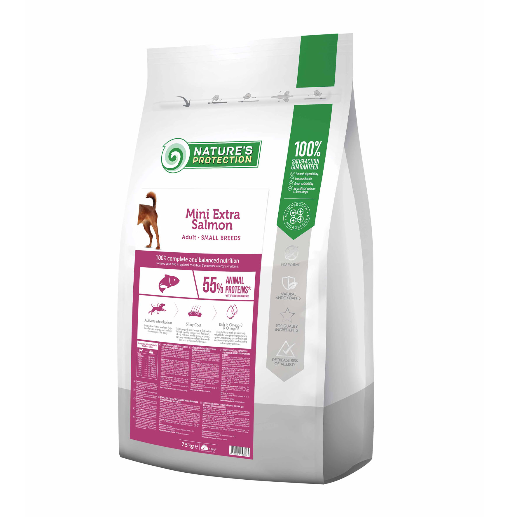 Nature's Protection Mini Extra Lachs für ausgewachsene Hunde kleiner Rassen, 7.5kg 