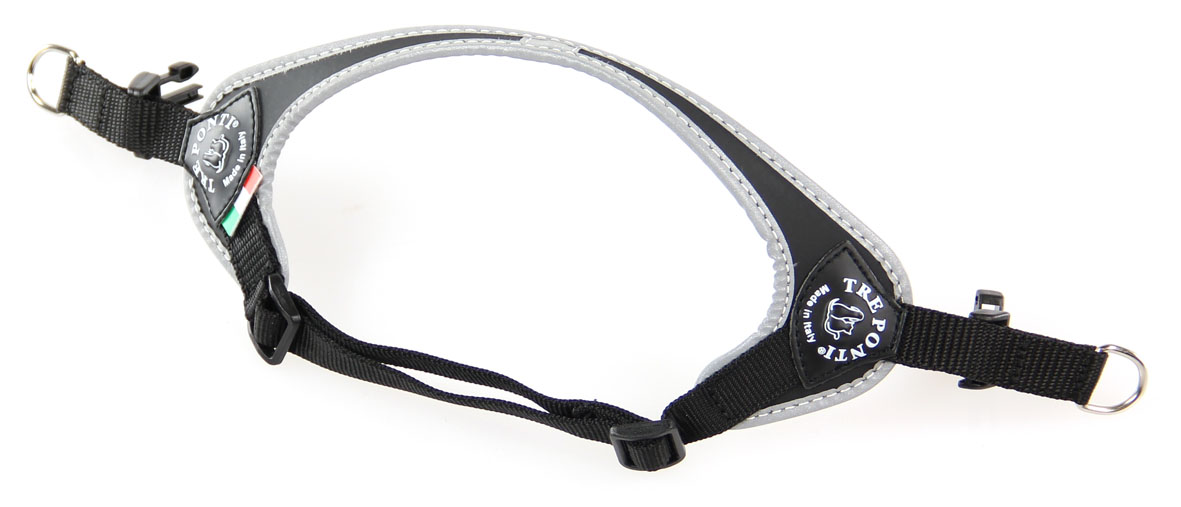 Tre Ponti harnais chien réglable, noir S=30-40cm ; 3-4kg
