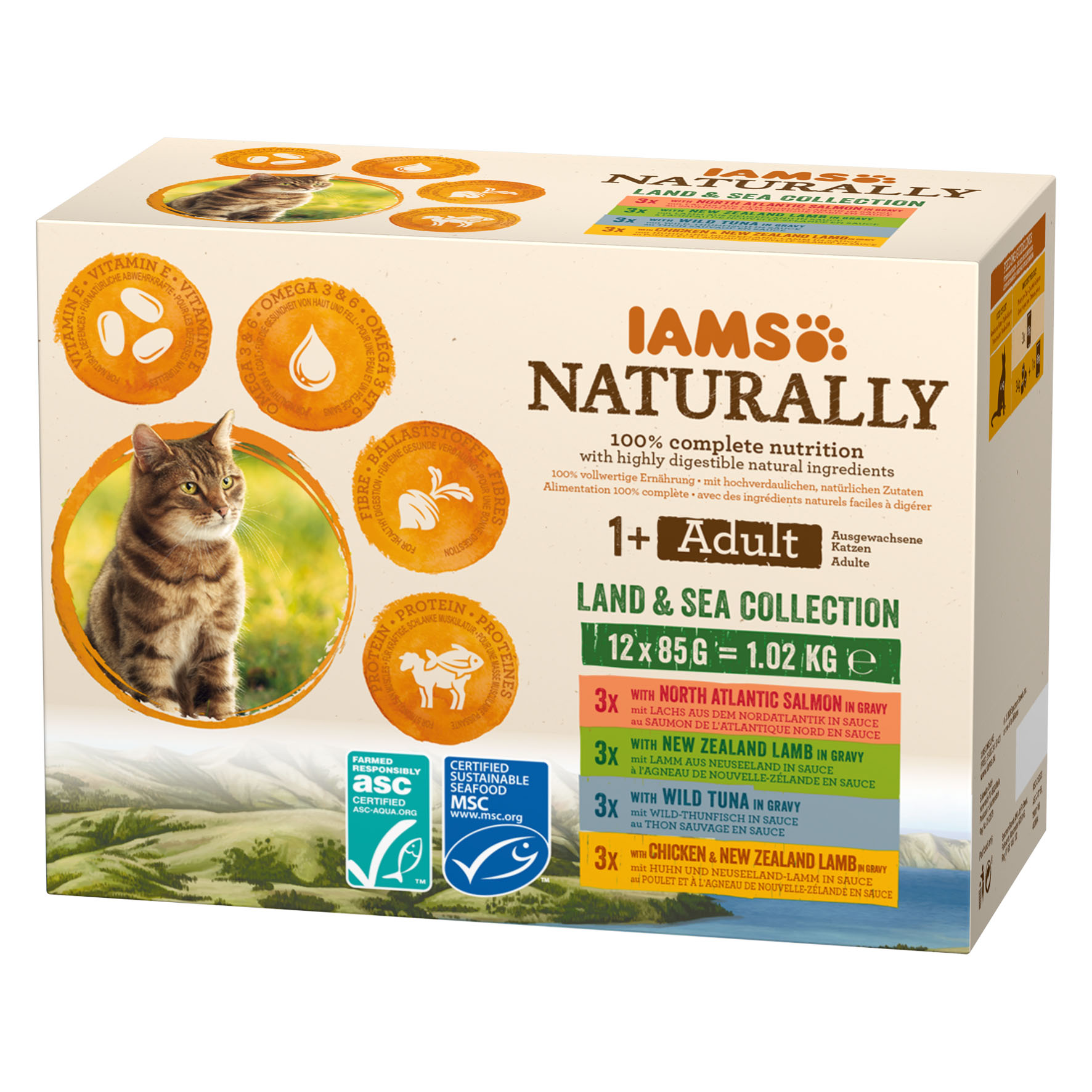 IAMS Naturally Adult Land & Sea Mix, 12x85g