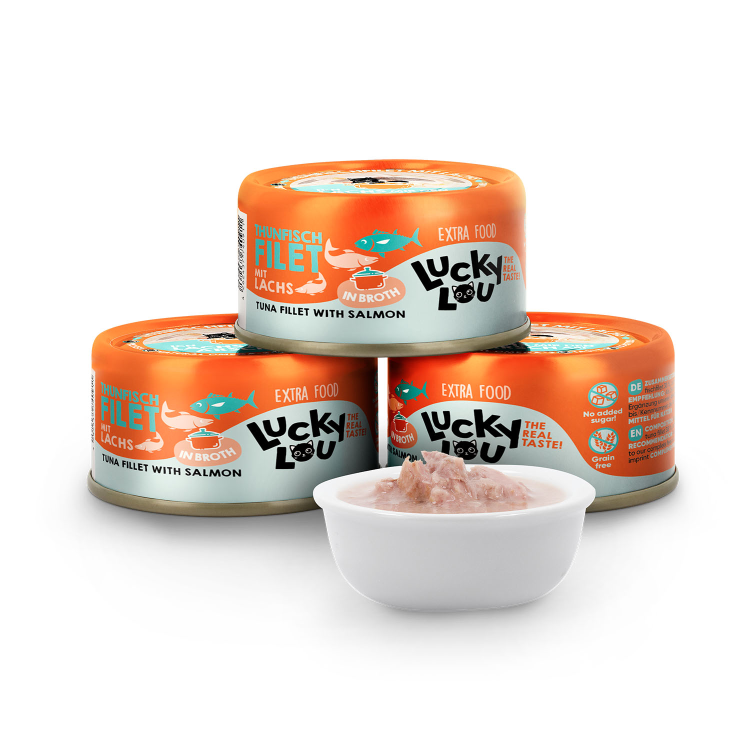 Lucky Lou Thunfisch & Lachs in Brühe 70g