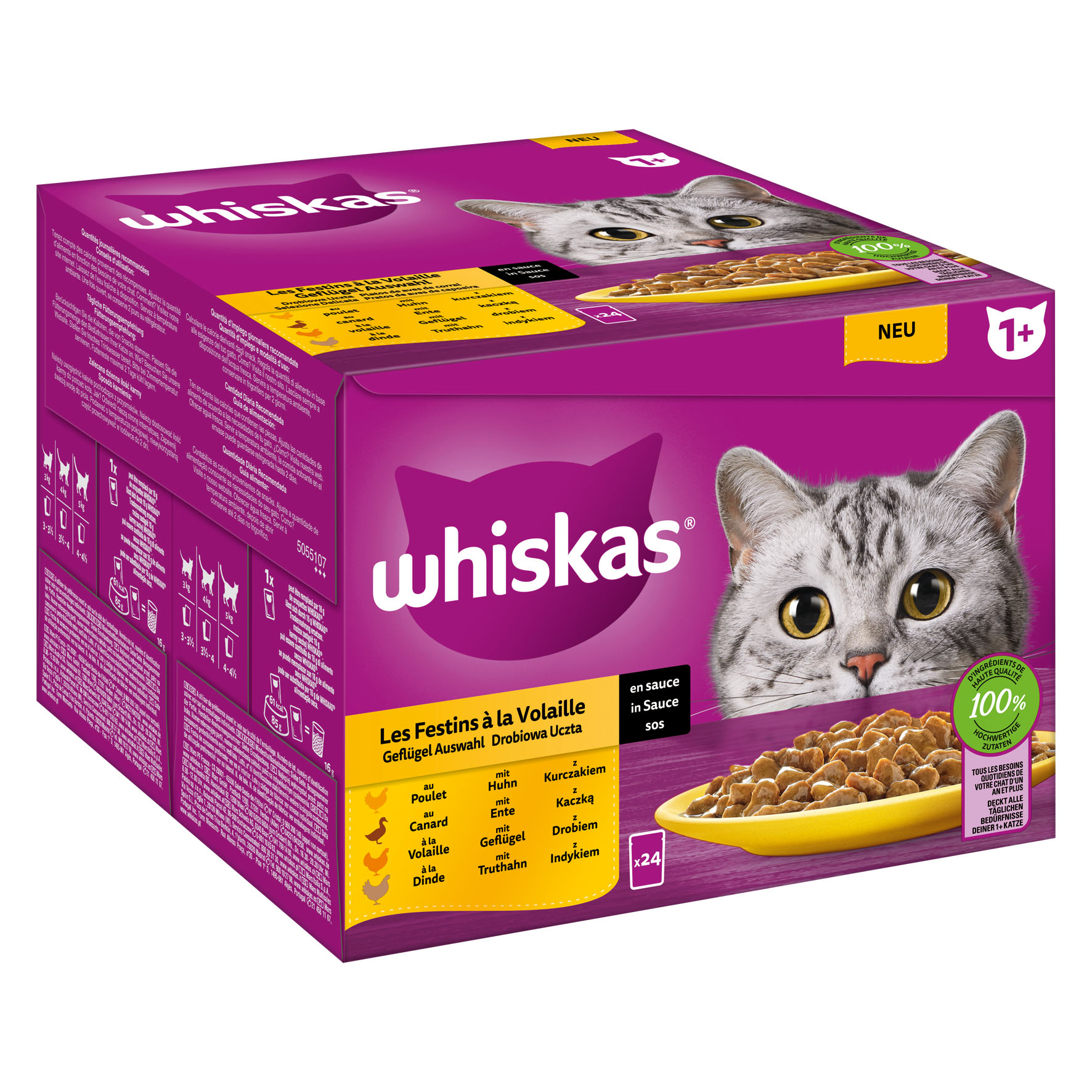 Whiskas 1+ Geflügel Auswahl, 24x85g