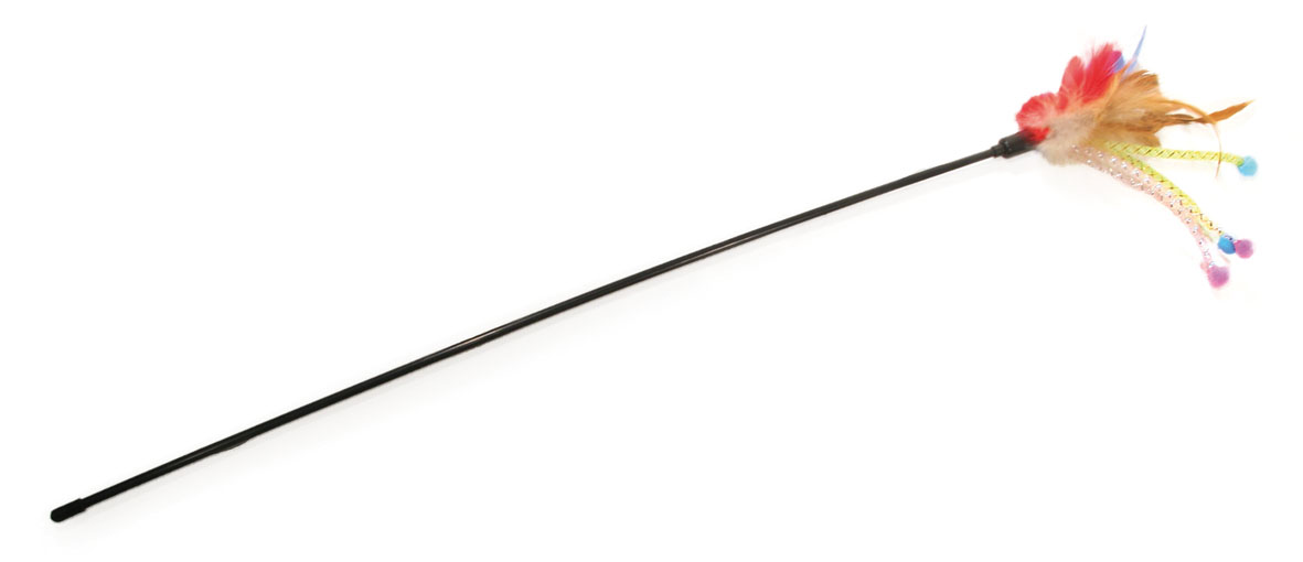 swisspet Katzenspielzeug Federwedel mit Softbällchen