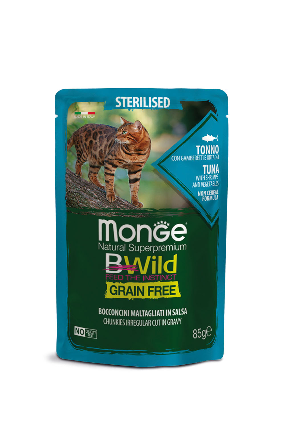 Monge Katze Bwild GF Sterilisiert Thunfisch & Shrimp, 85g