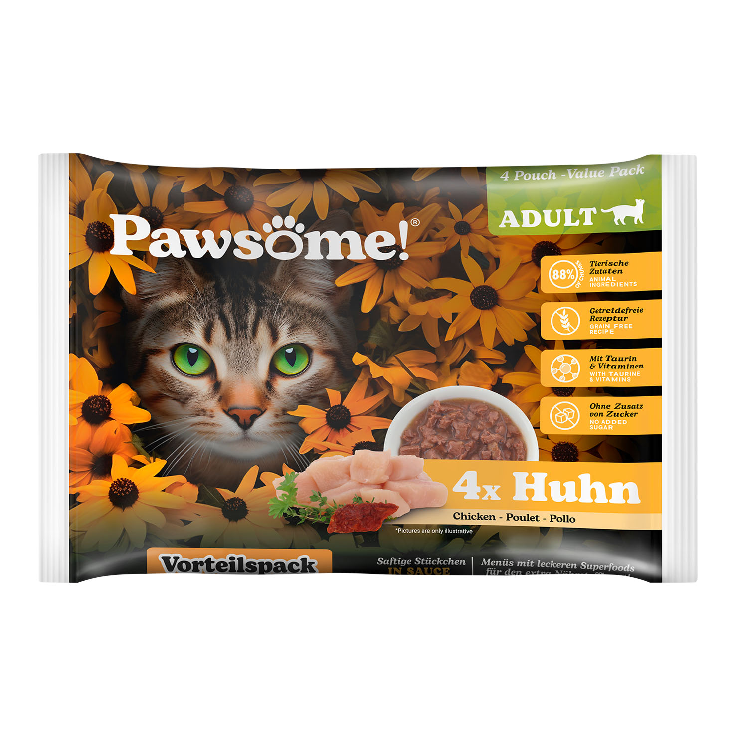 Pawsome Adult poulet 4x85g