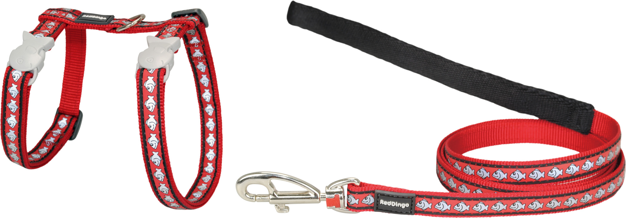 RedDingo Geschirr und Leine Reflective Fisch Rot - XS