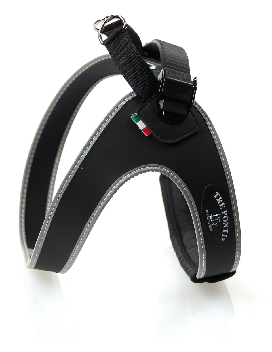 Tre Ponti schwarz Geschirr, mittel-&-grosse-Hunde, verstellbar XL=73-84cm bis 32kg