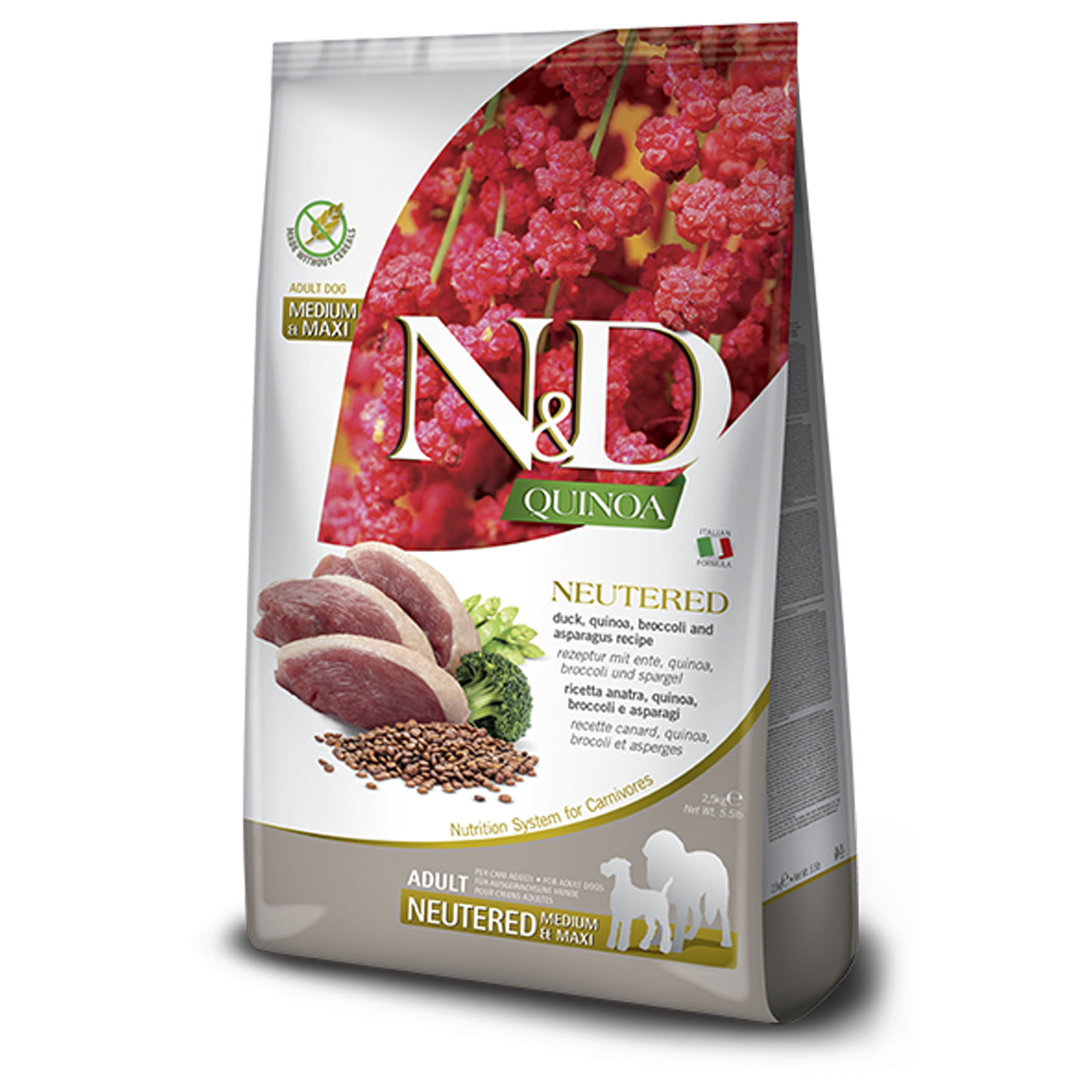 Farmina Adult Med/Max Neutered Ente, Quinoa, Broccoli und Spargel, 12kg