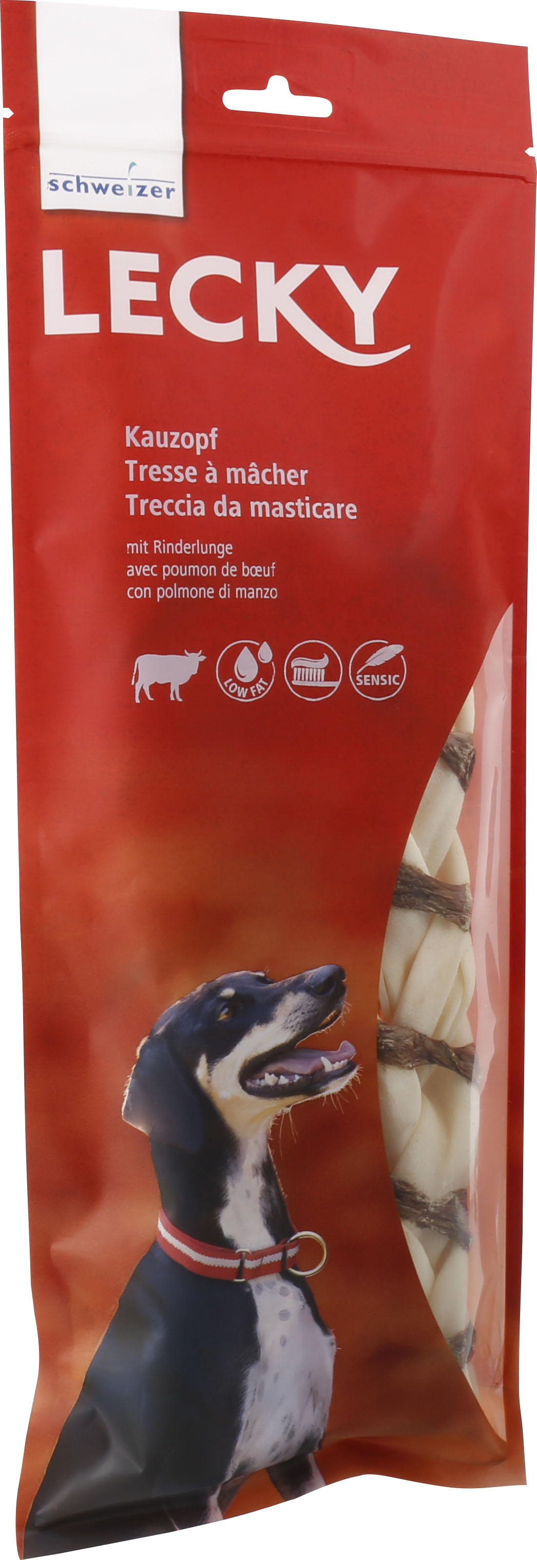 Lecky Tresse à mâcher poumon boeuf, 120g