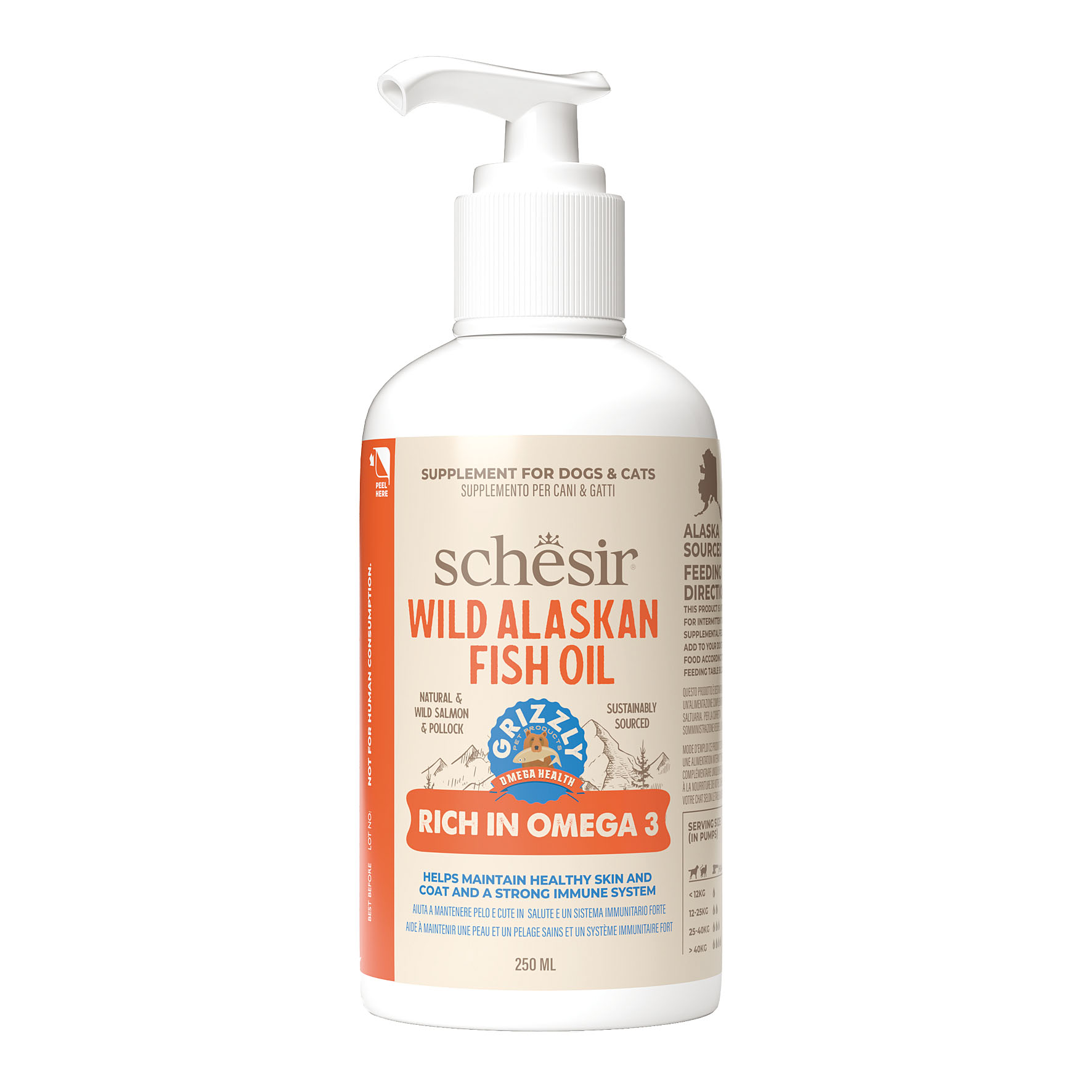 Grizzly Olio di salmone selvatico Salmon Plus per cani e gatti, 250 ml