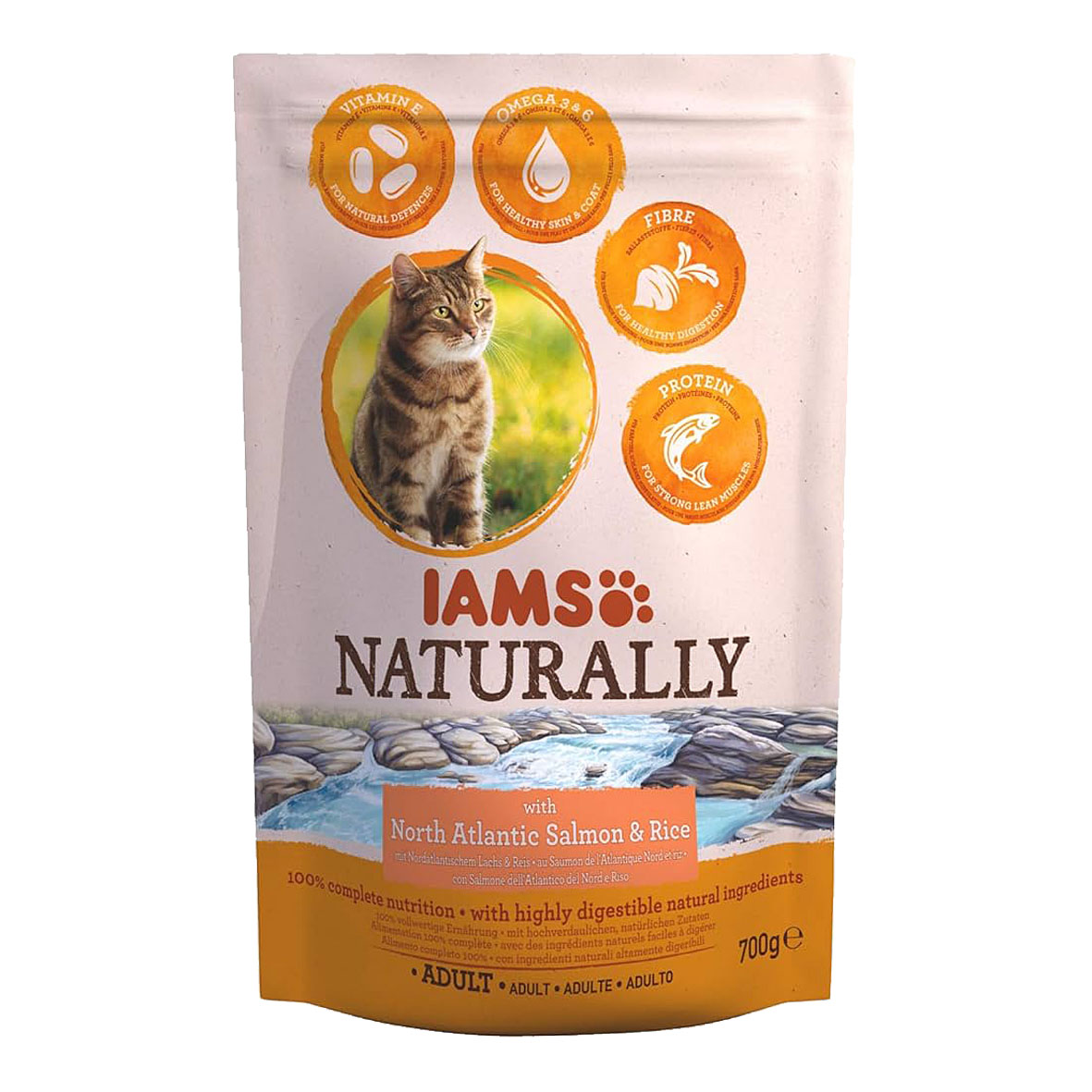 Foodwaste- Iams Naturally Adult New Zealand Salmon & Rice, 700g