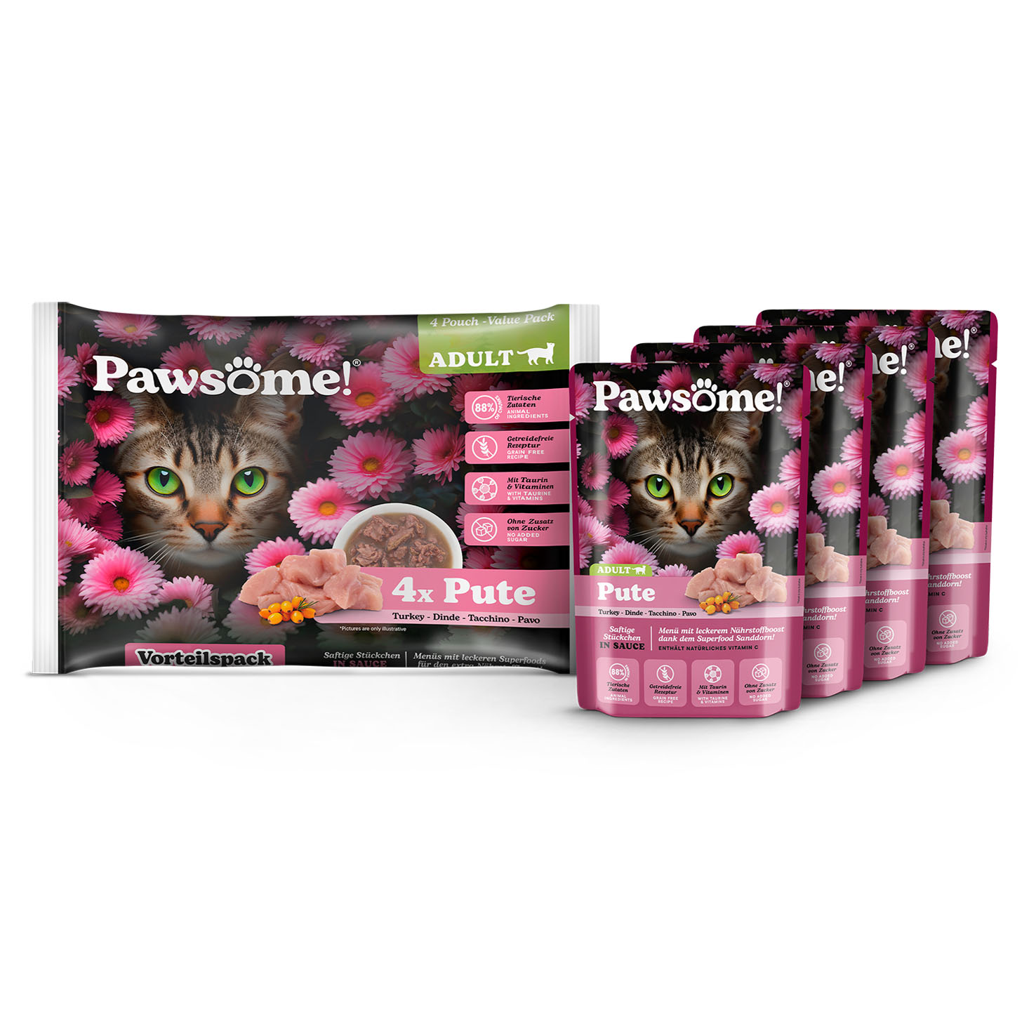 Pawsome Adult dinde 4x85g