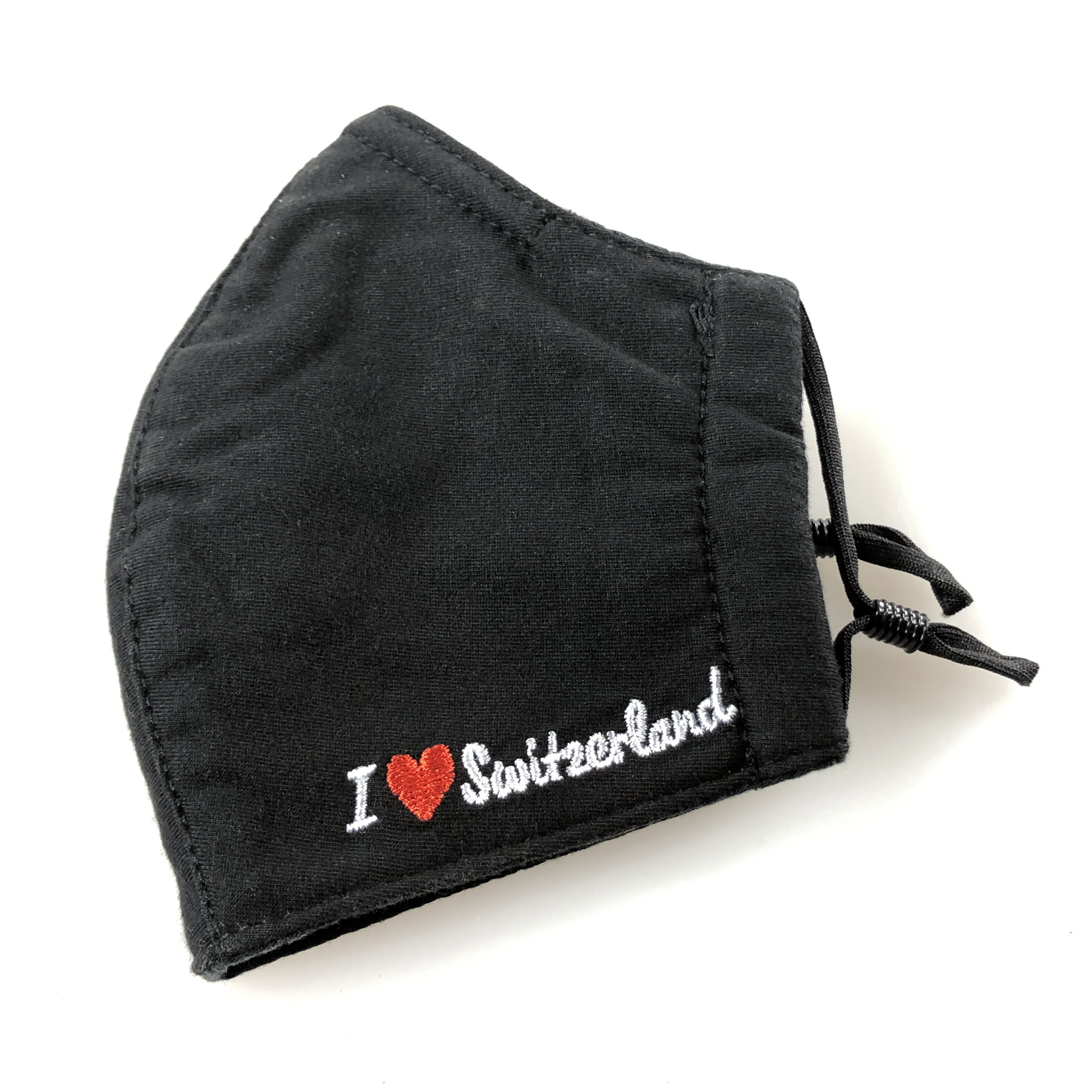 Schutzmaske I Love Switzerland schwarz 