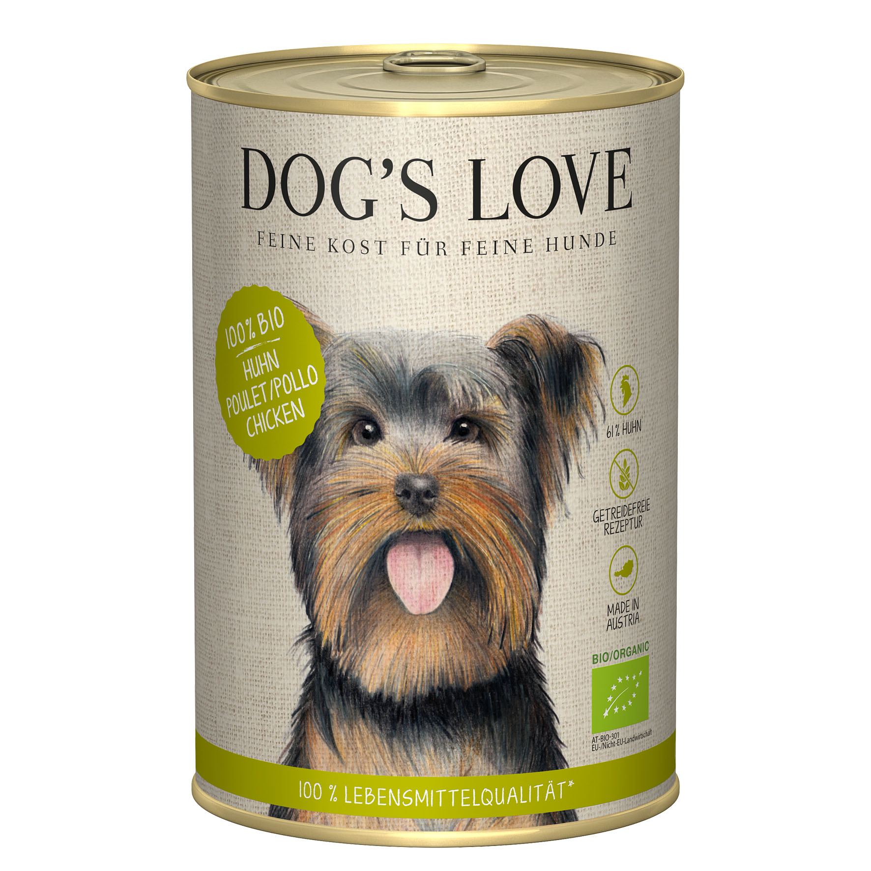 Dog‘s Love BIO poulet, sarrasin, céleri & basilic, 400g