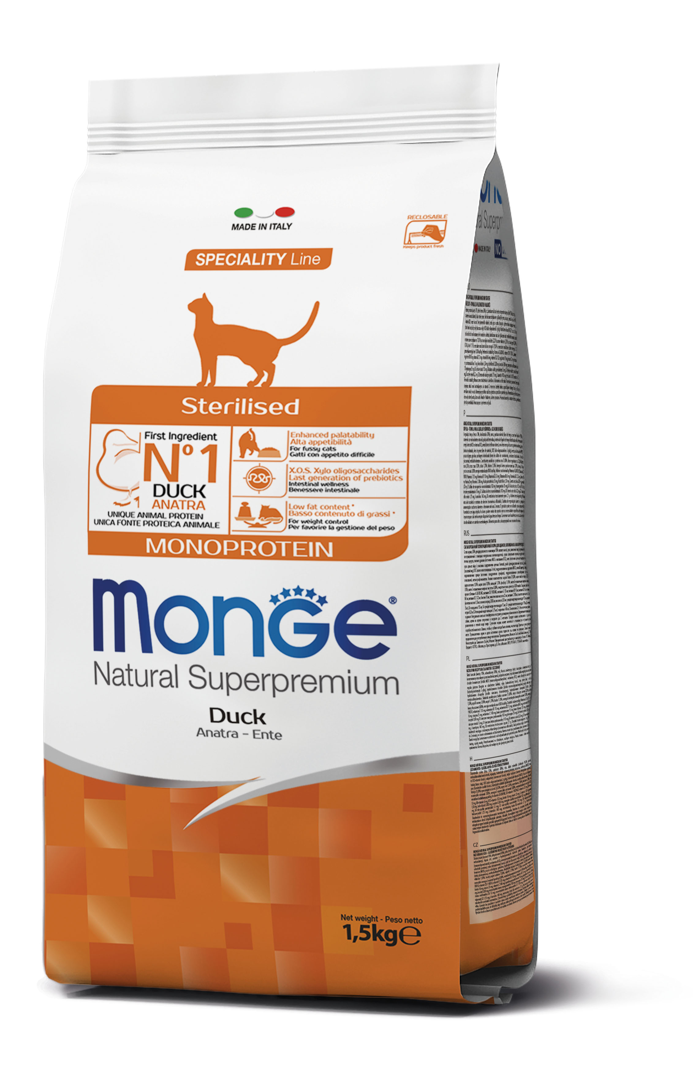 Monge Gatto Monoproteine Sterilisiert Anatra 1,5kg