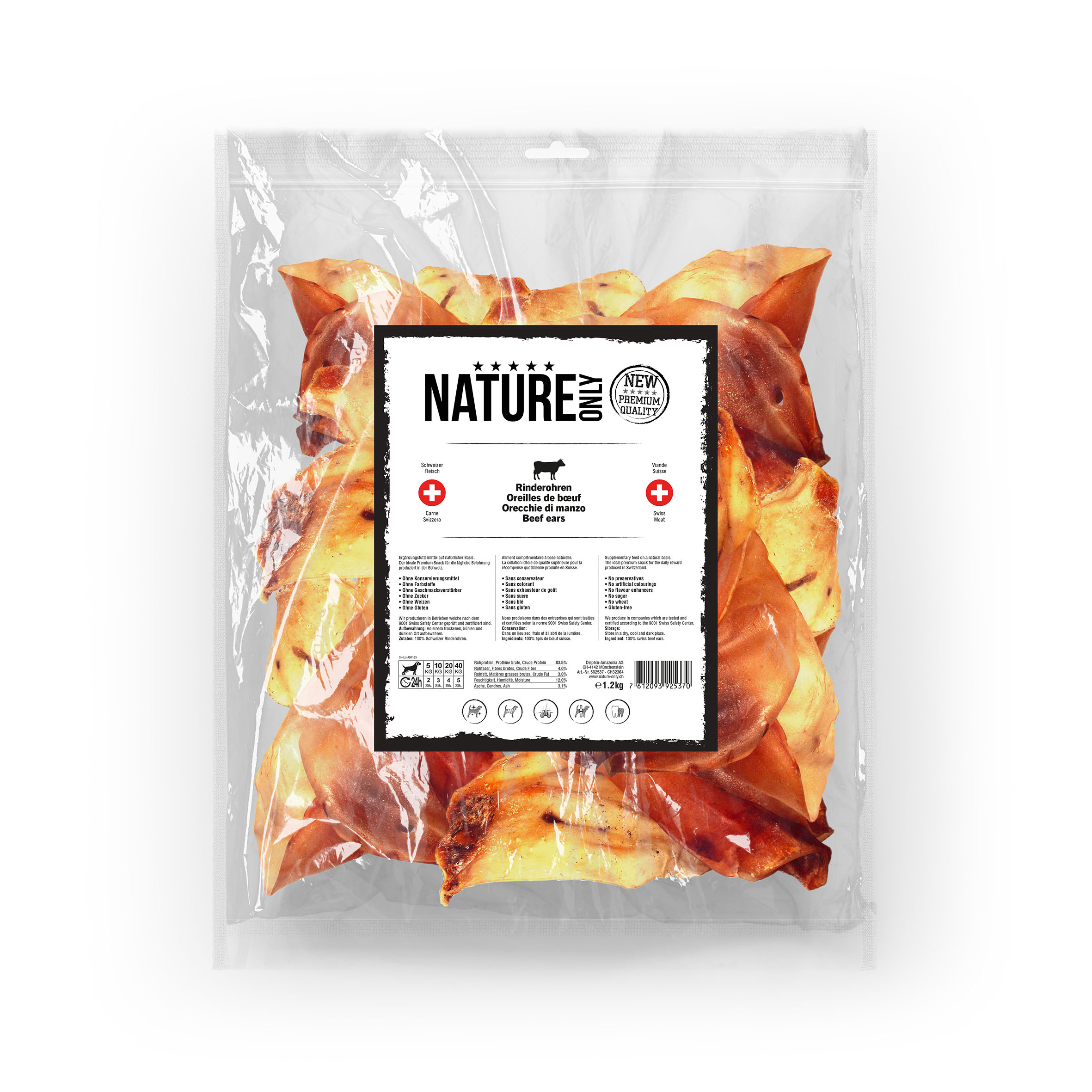 Nature Only Rinderohren - Schweizer Fleisch, 1.2kg