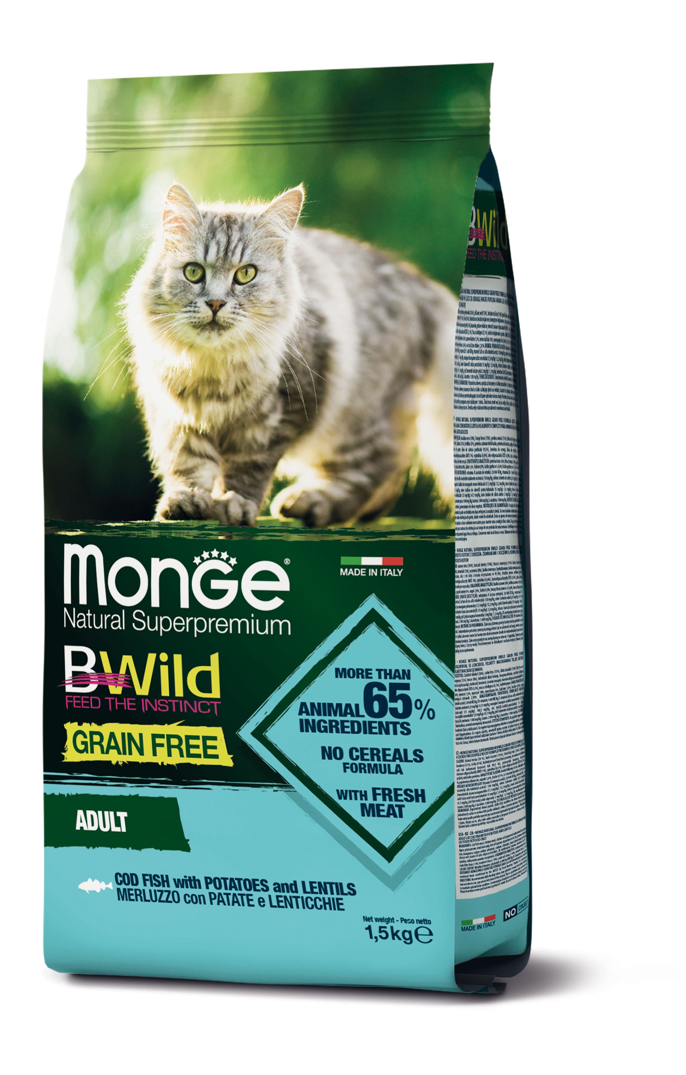 Monge Katze Bwild GF Adult Kabeljau 1,5kg