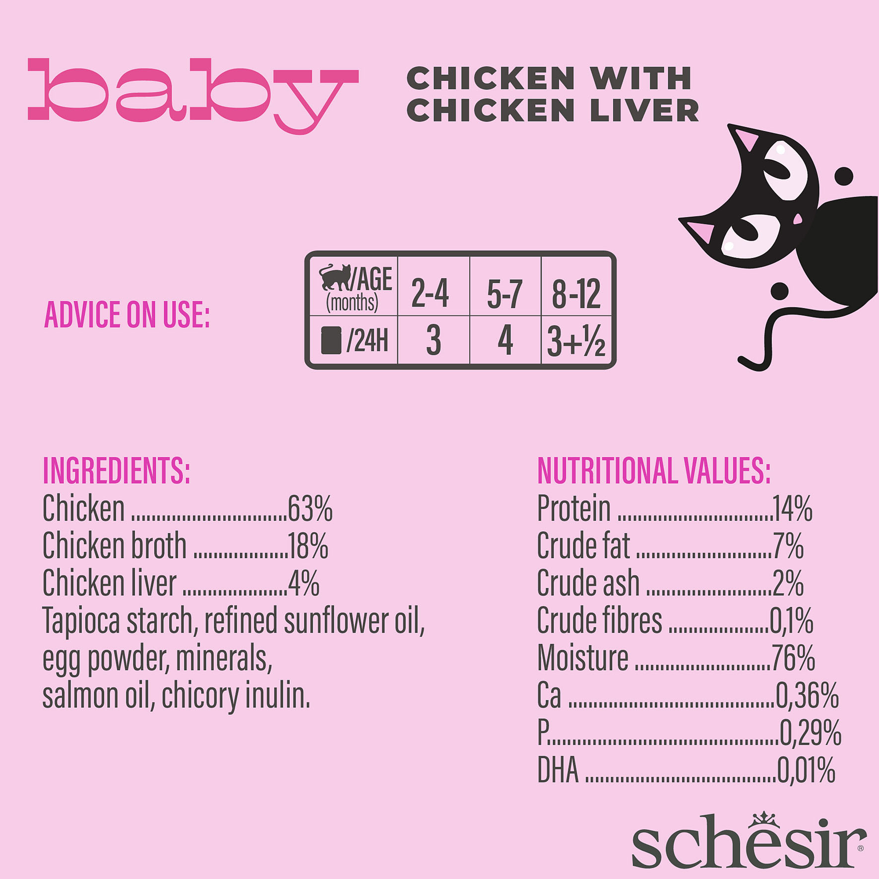 Schesir Baby Wholefood Huhn mit Hühnerleber, 12x70g